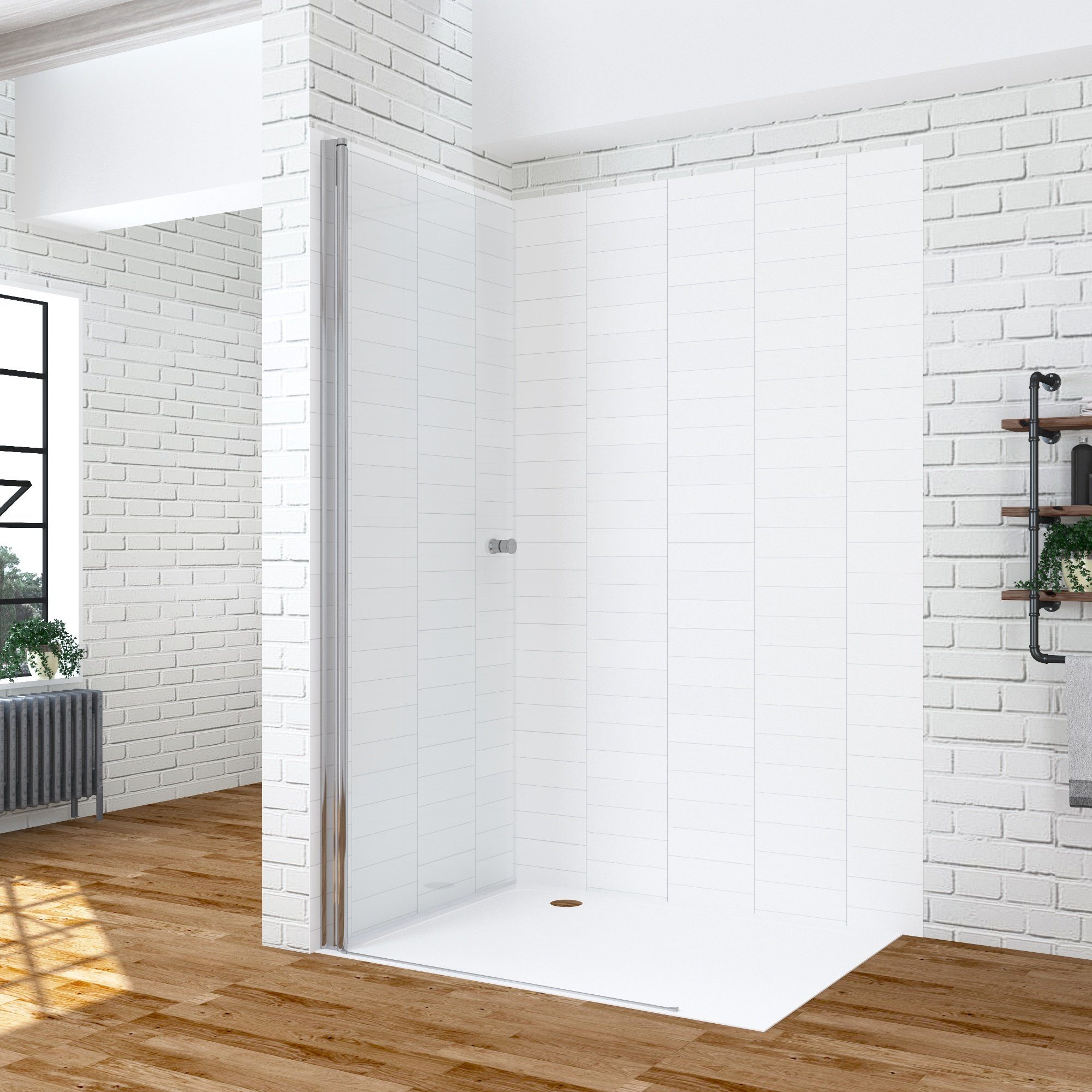 AQUABATOS Walk-in-Dusche Glastür Pendeltür Glaswand Dusche Drehtür Faltwand Duschtür Duschwand, 6 mm Einscheibensicherheitsglas (ESG) mit Nanobeschichtung