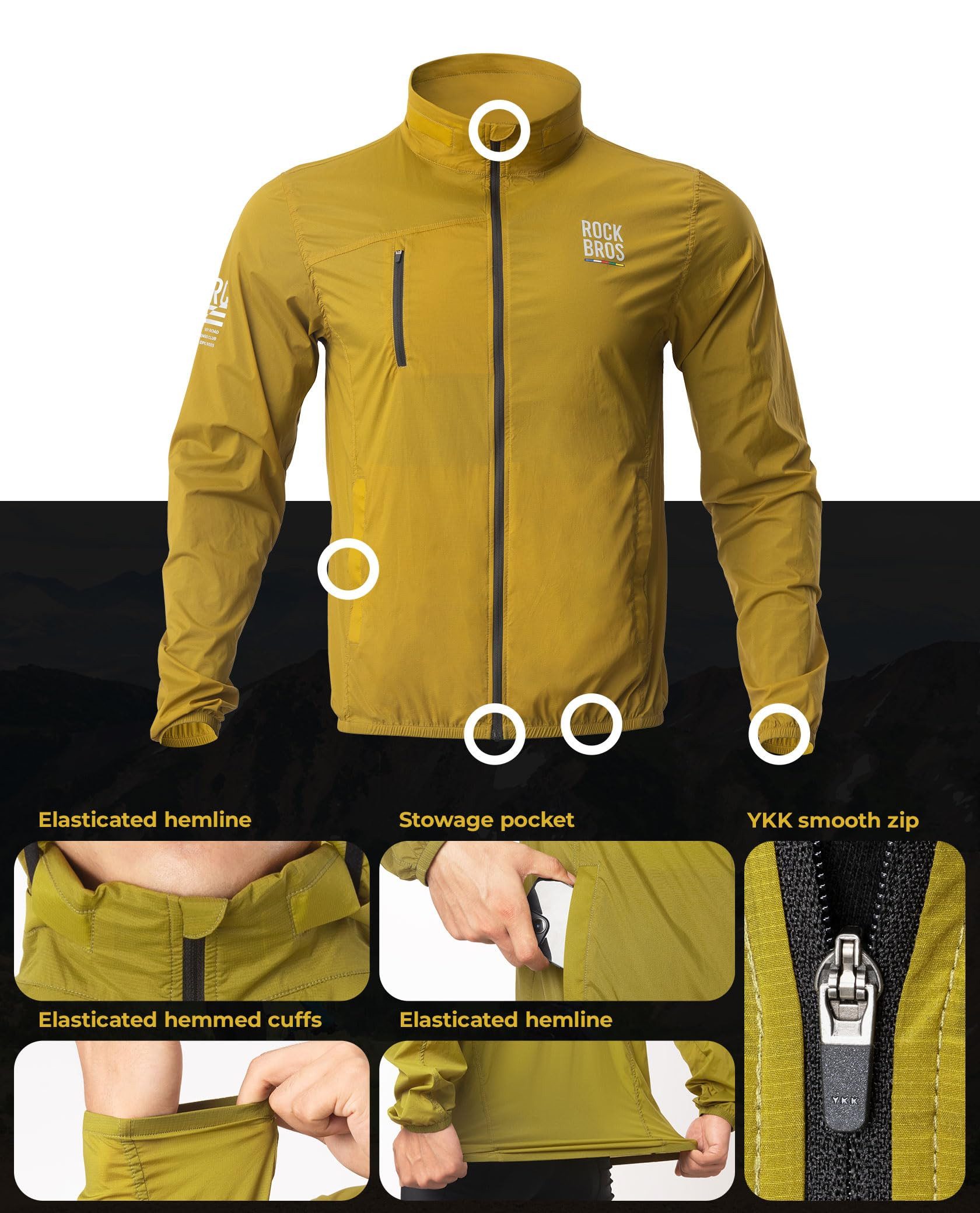 ROCKBROS Fahrradjacke Allround Winddichte & atmungsaktive Radjacke für Fahrradfahren die Windjacke