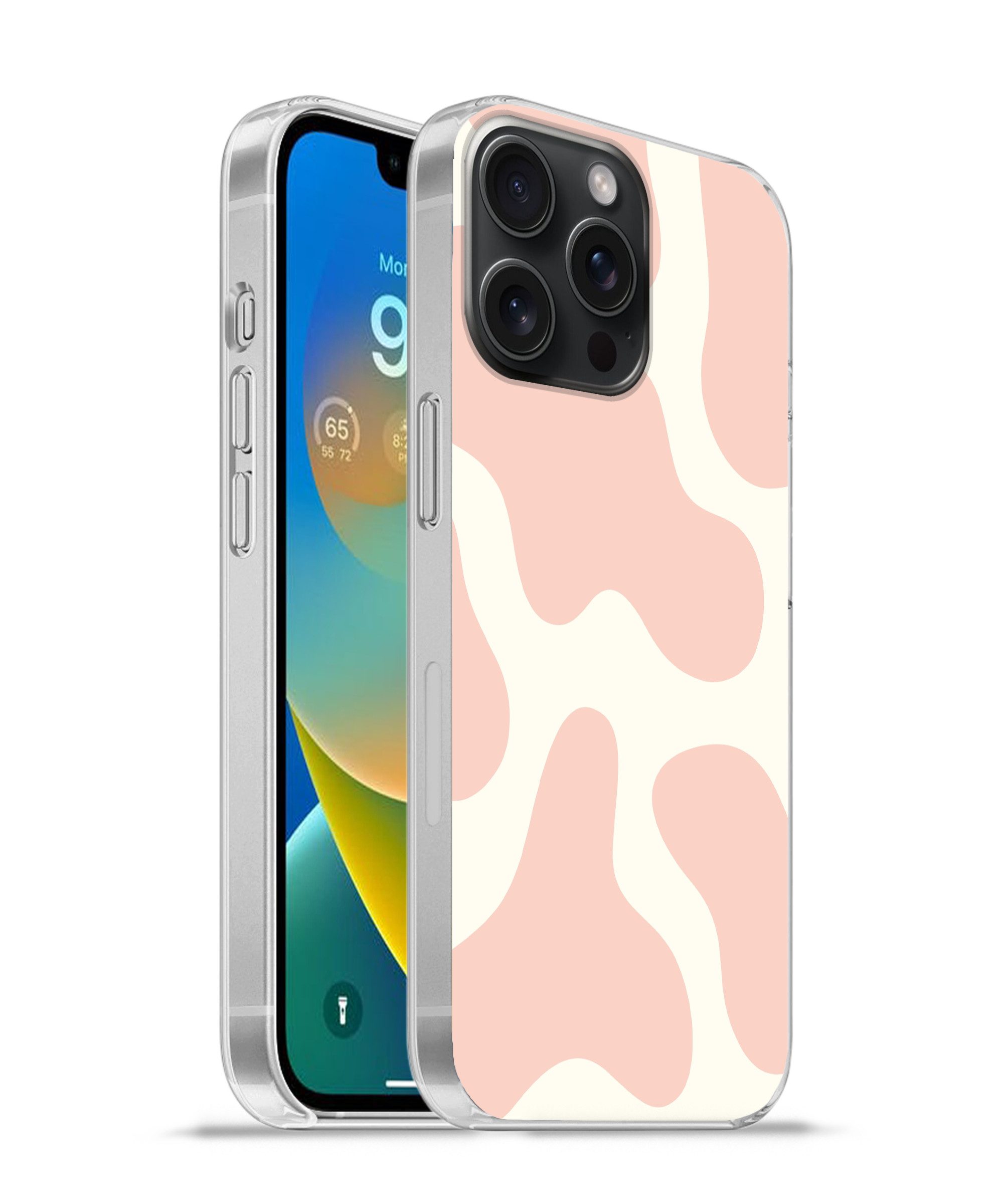 MuchoWow Handyhülle für Apple iPhone 15 Pro Max Flecken - Weiß - Rosa - Muster - Minimalis, Smartphone-Bumper, Print, Handy Schutzhülle Dünn
