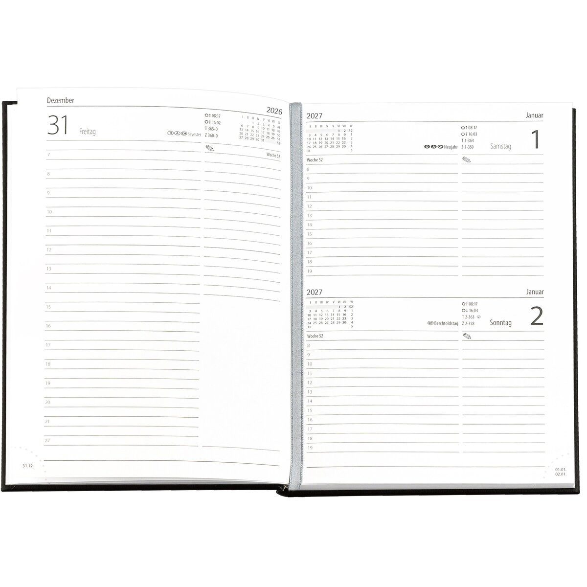 GÜSS Kalender Buchkalender Buchkalender A5 1 Tag/Seite schwarz 2027
