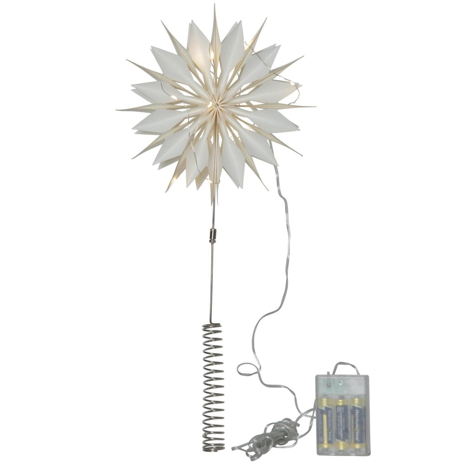 MARELIDA Christbaumspitze LED Baumspitze Papierstern Tannenbaumspitze beleuchtet H: 43cm weiß