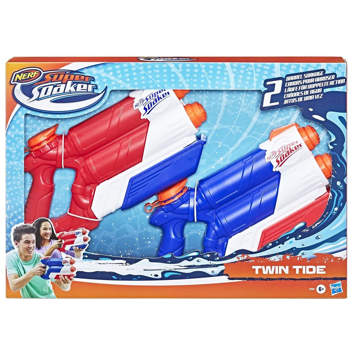 Hasbro Wasserpistole Super Soaker Twin Tide (2er-Set), Das Super Soaker Twin Tide Set enthält zwei Wasserpistolen mit je zwe