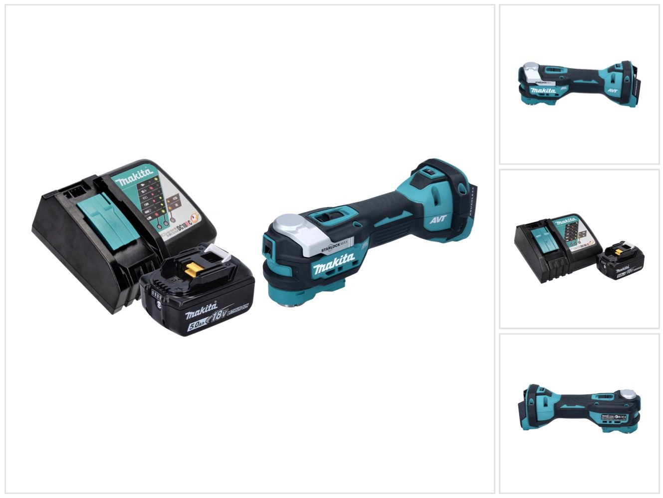 Makita Akku-Multifunktionswerkzeug DTM 52 RT1 18 V Starlock Max Brushless + 1x Akku 5,0 Ah + Ladegerät