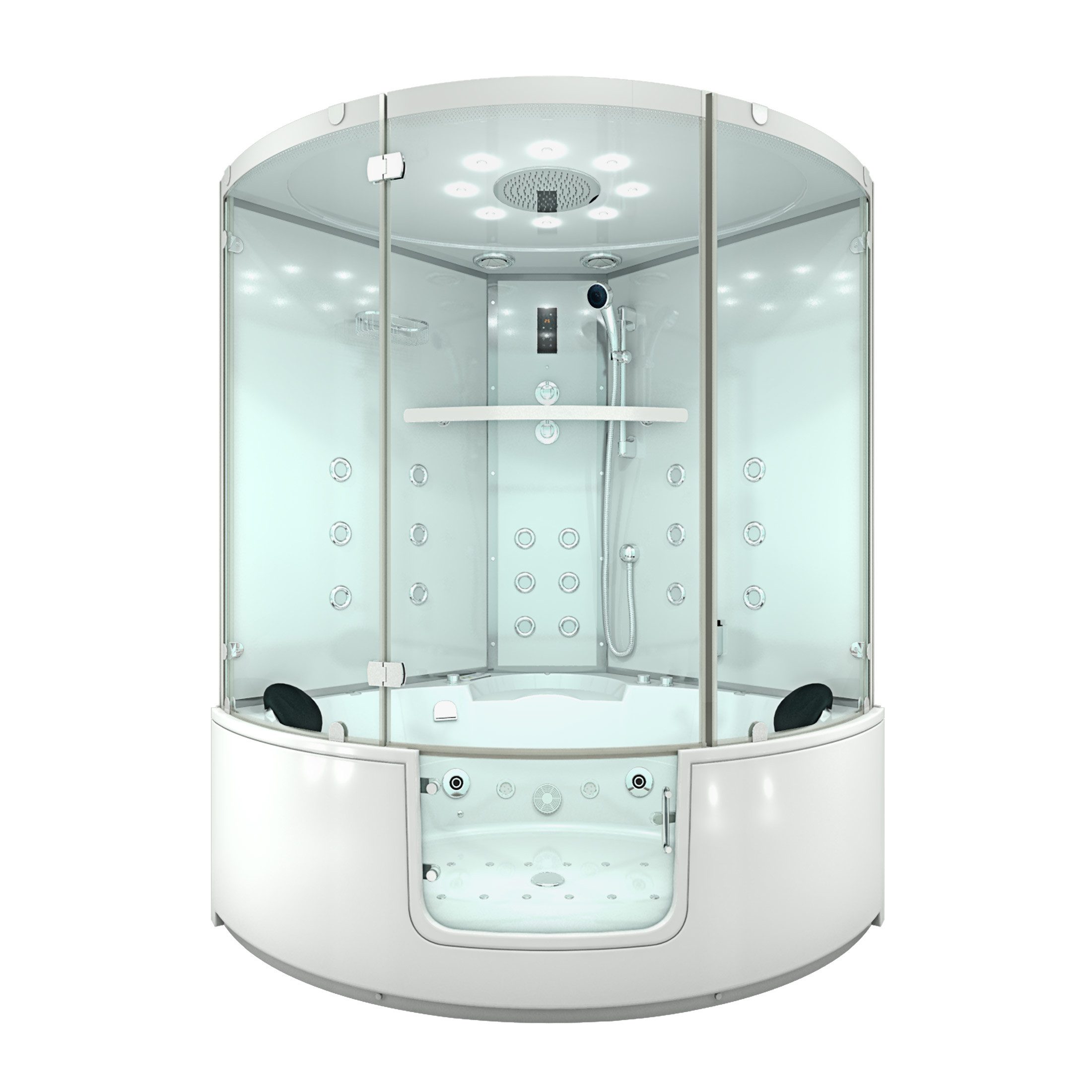 AcquaVapore Grossraumdusche Dampfdusche Whirlpool Duschkabine Pool K60-WS-EH-ALL, Sicherheitsglas ESG, Eingebaute Lautsprecher, Gehärtetes Glas, Integrierte Massagedüsen, Li