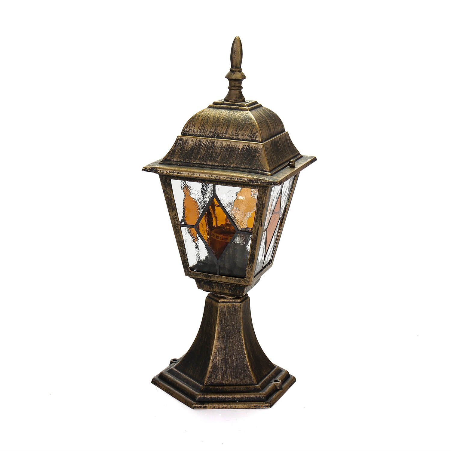 Gold außen Licht-Erlebnisse Leuchtmittel, ohne Wegeleuchte SALZBURG, Sockellampe Sockelleuchte 42 hoch Antik cm Stehlampe