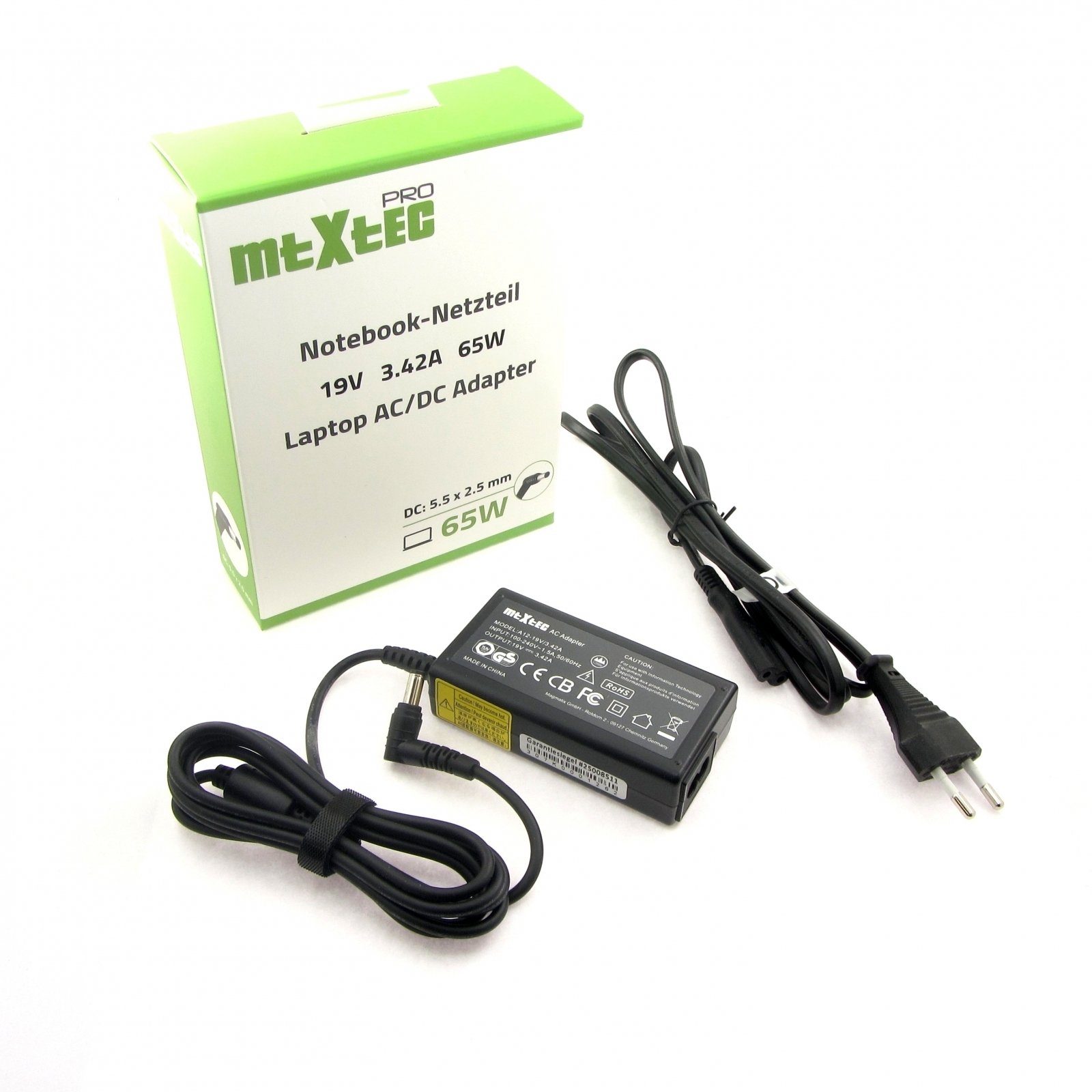 MTXtec Pro Netzteil 19V, 3.42A, 65W für Asus, Toshiba, Medion mit Stecke  Notebook-Netzteil (Stecker: 5.5 x 2.5 mm rund, Ausgangsleistung: 65 W)