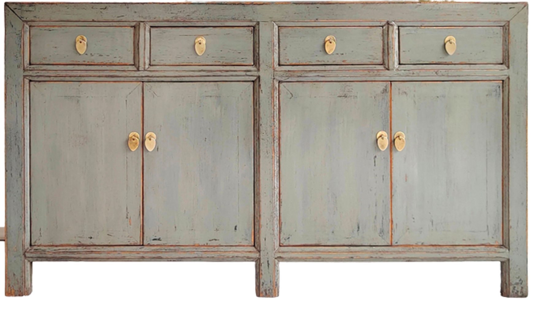 OPIUM OUTLET Sideboard Asia Vintage Kommode Schrank Мебель asiatisch chinesisch orientalisch (Anrichte Buffet, Hochzeitsschrank grau), B x T x H: 150 cm x 40 cm x 85 cm / komplett montiert