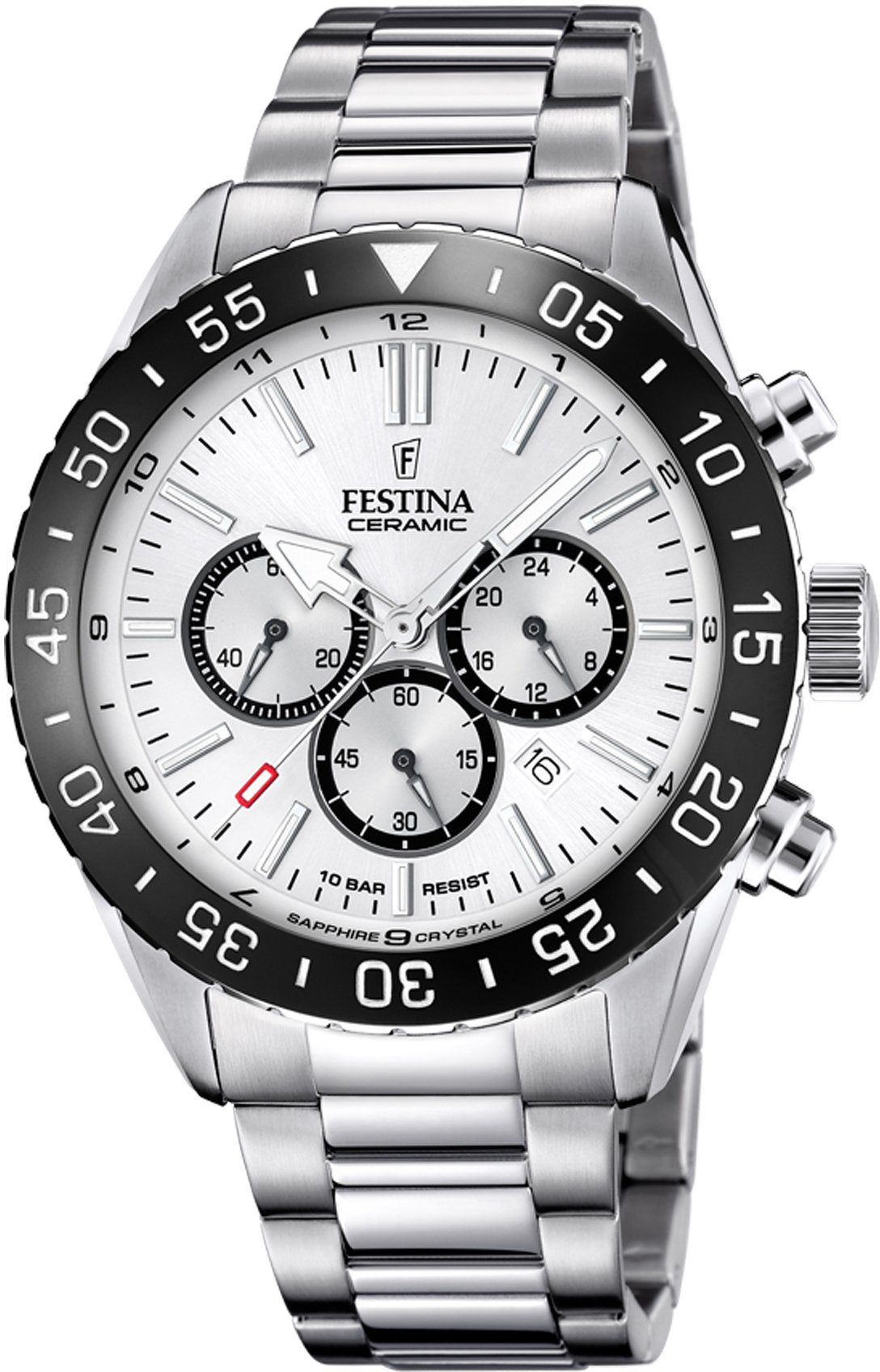 Festina Chronograph Keramik Kollektion, F20575/1, Armbanduhr, Quarzuhr, Herrenuhr, Stoppfunktion