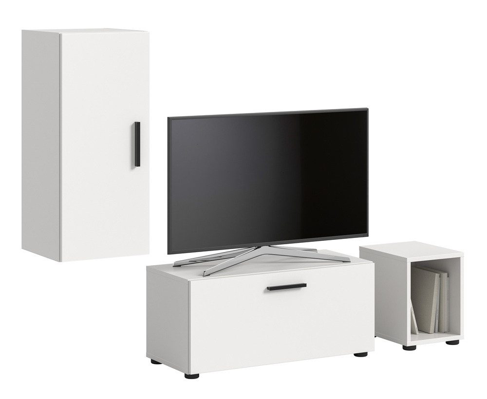xonox.home Wohnwand Wohnwand The One, 3-teilig, weiß ohne Beleuchtung, (2-St), Wohnkombination, modern