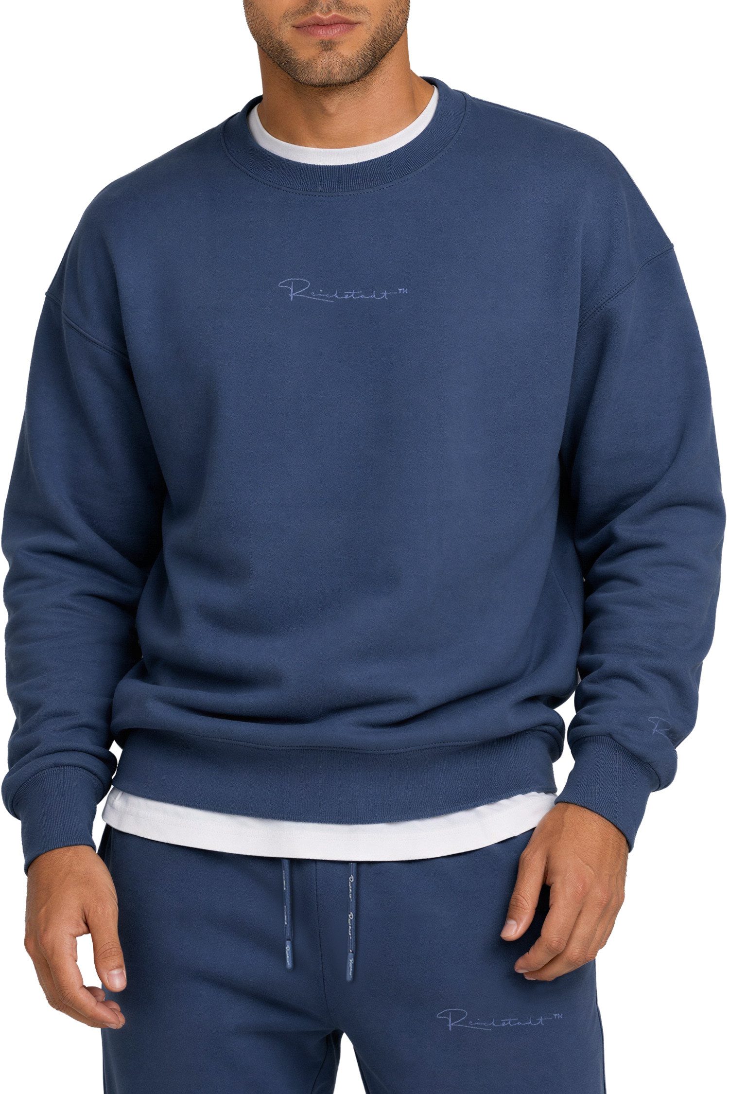 Reichstadt Sweatshirt Herren Regular Fit Pullover Logo-Stitching 23RS037 mit Eleganten Details