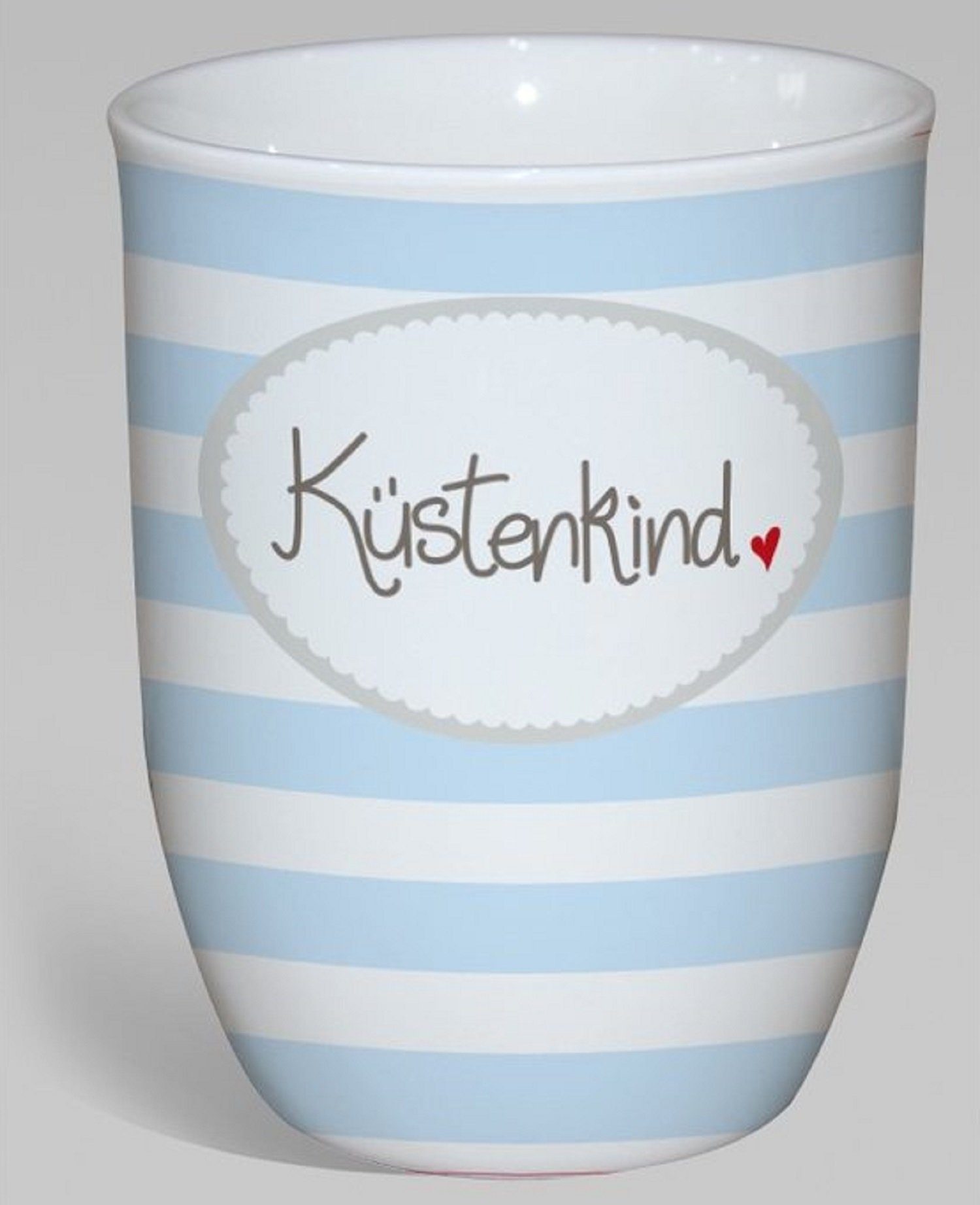 MEA LIVING Tasse Henkel Becher 500ml Spruch KÜSTENKIND Tasse blau Herzen Porzellan