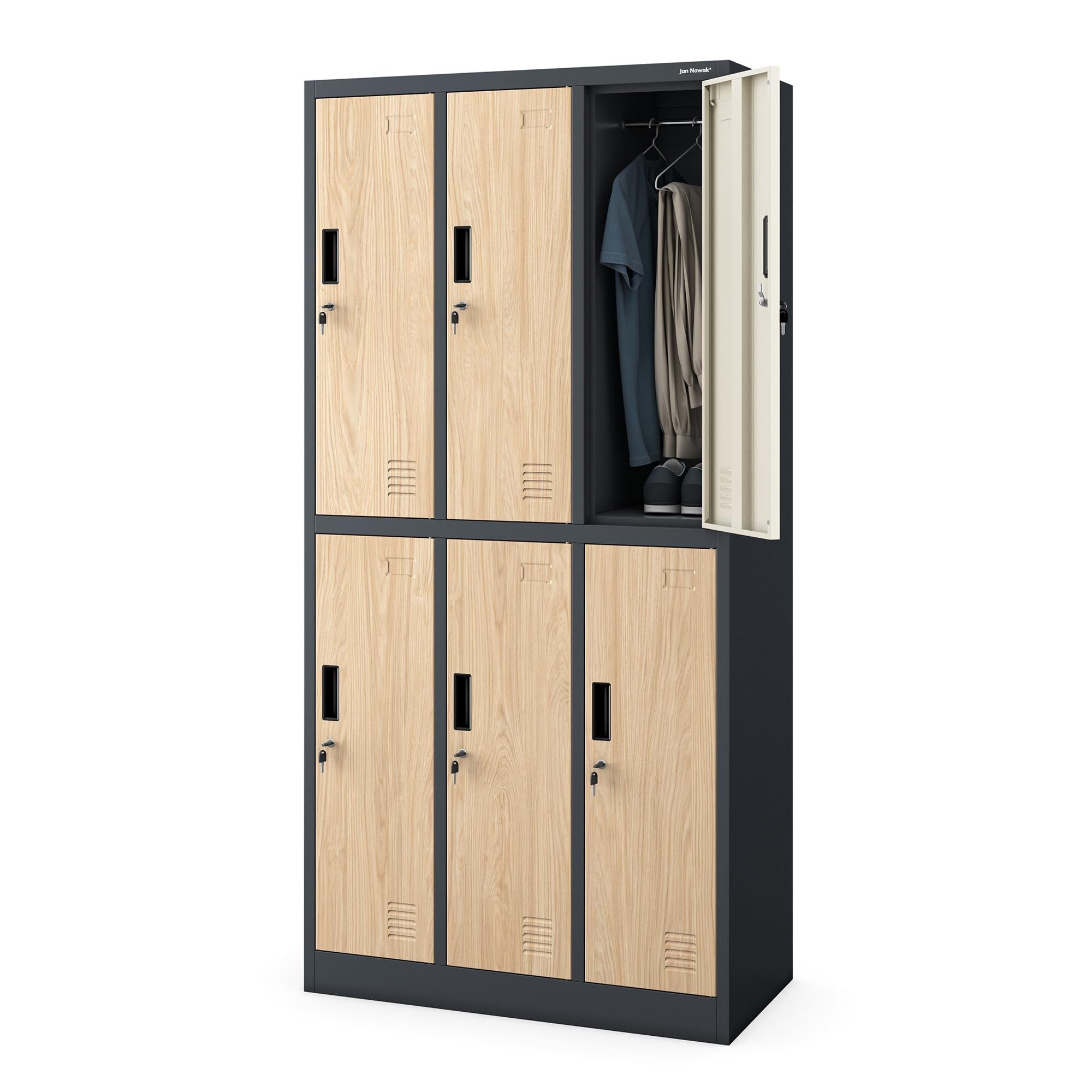 Jan Nowak Mehrzweckschrank Metall Kleiderspind 90 cm IGOR 6 Fächer abschließbar Stahl (Umkleideschrank BHP Arbeitsraum Fitness Kosmetik …