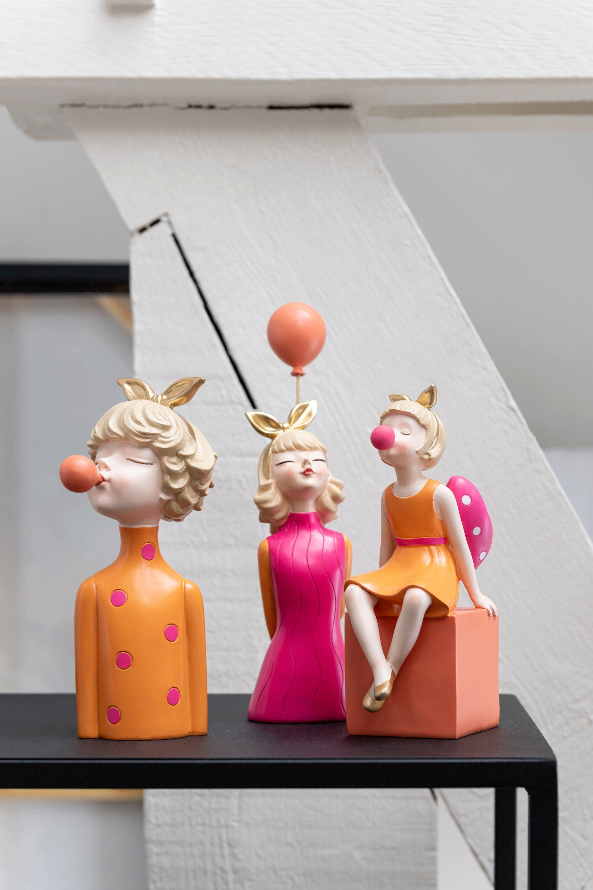 2er Dekoobjekt - Polyresin mit Luftballon, in Set Skulpturen Ballonfreude Mädchen GILDE
