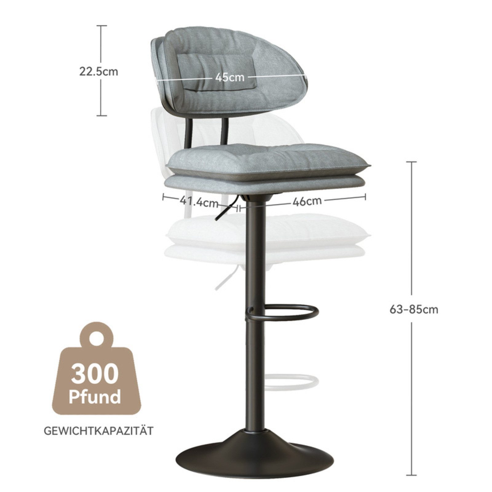 HawthyHome Barhocker 2er Set, Ergonomische Gepolsterte Barstühle mit Rücken günstig online kaufen