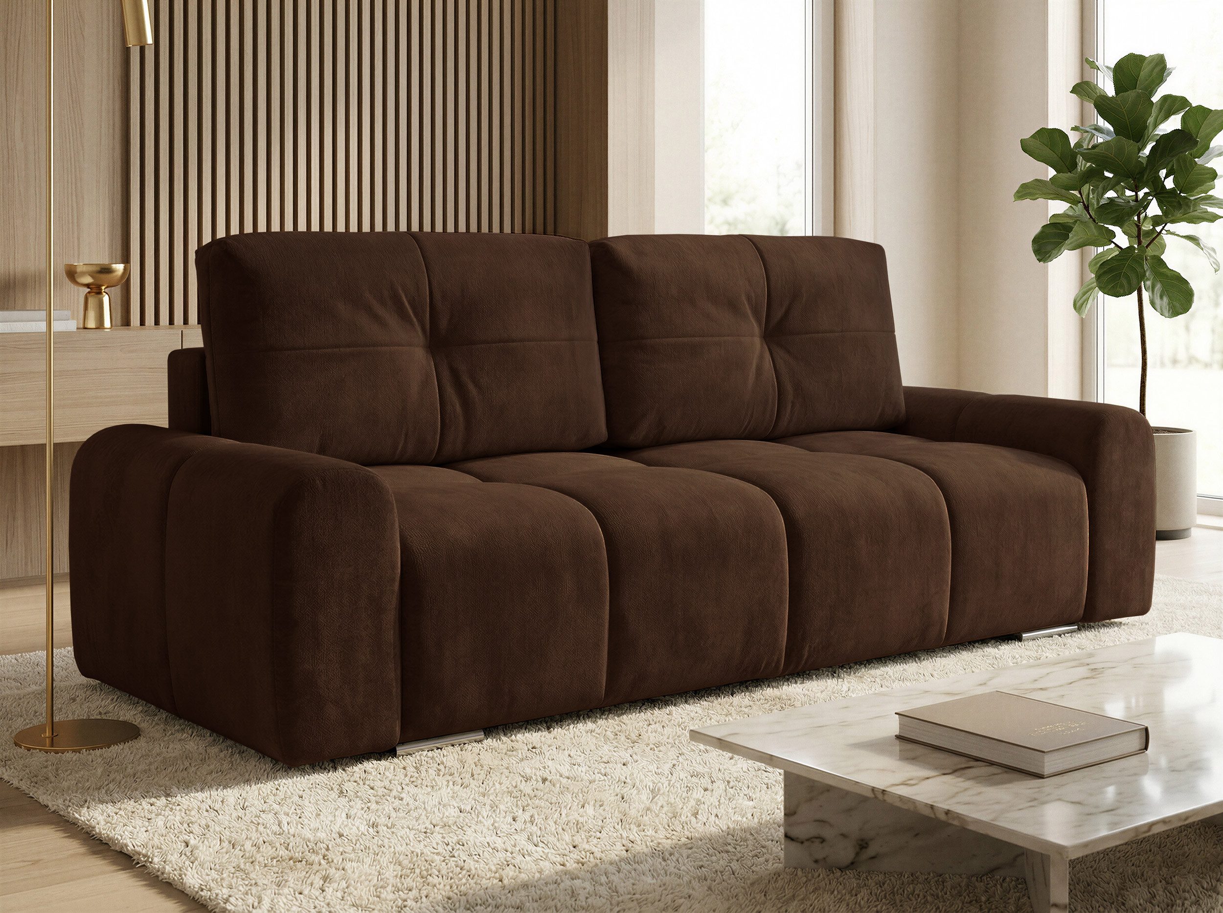 Sofnet Schlafsofa Fluffy, mit Schlaffunktion und Bettkasten, Bonellfederkern, Chenille-Bezug, große Schlaffläche 195x145 cm