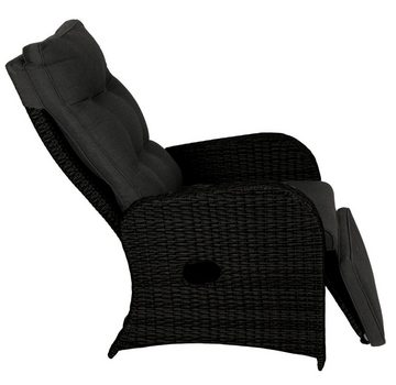 BURI Gartensessel Loungesessel verstellbar schwarz Relaxsessel Gartensessel Liegestuhl