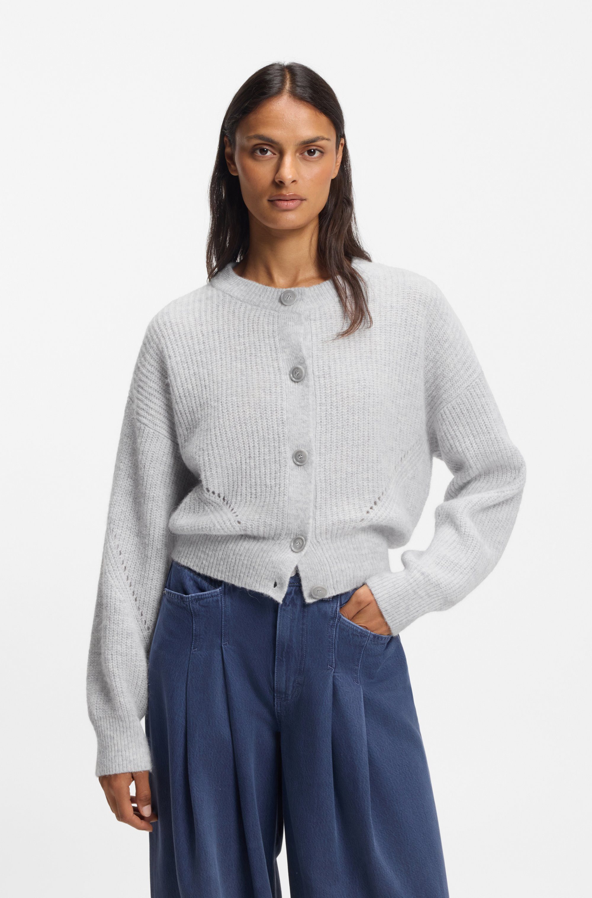 BOSS ORANGE Cardigan Fernard Premium Damenmode im Wollmix, Rundhals günstig online kaufen