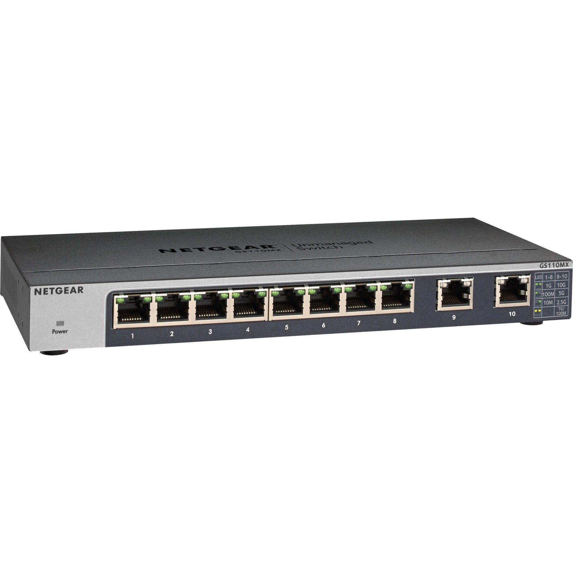 NETGEAR Netgear GS110MX, Switch Netzwerk-Switch, 2 x 100/1000/2.5G/5G/10G  RJ-45 Uplink