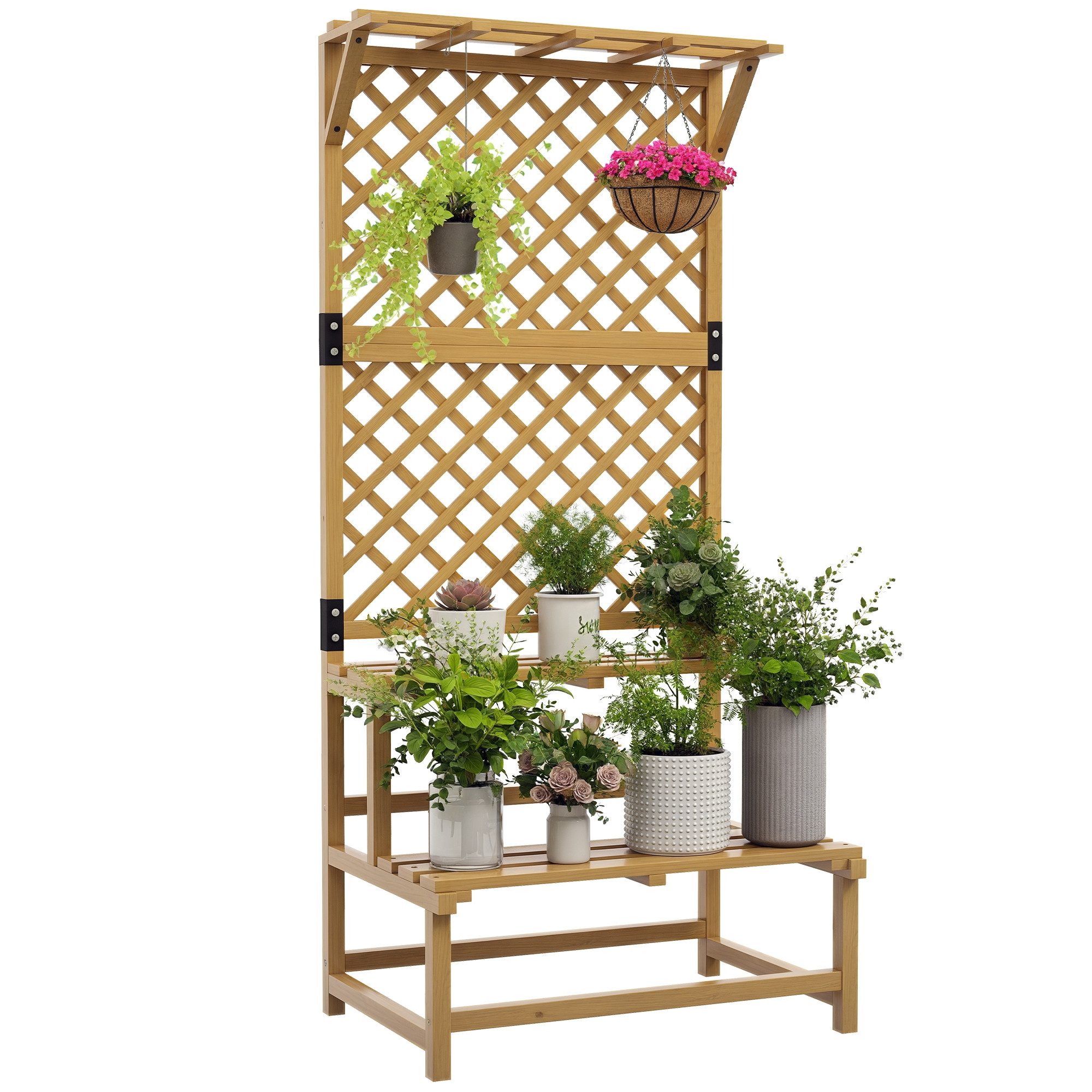 Outsunny Pflanzentreppe Blumentreppe mit 2 Etagen (Blumenregal, 1 St., Pfla günstig online kaufen