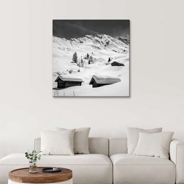 Posterlounge Leinwandbild Christian Müringer, Verschneite Hütten auf der Seiser Alm, Südtirol, Fotografie