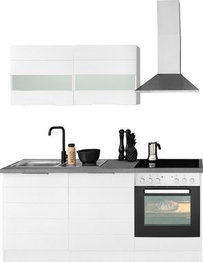 KOCHSTATION Küche KS-Luhe, 180 cm breit, wahlweise mit oder ohne E-Geräten, gefräste MDF-Fronten