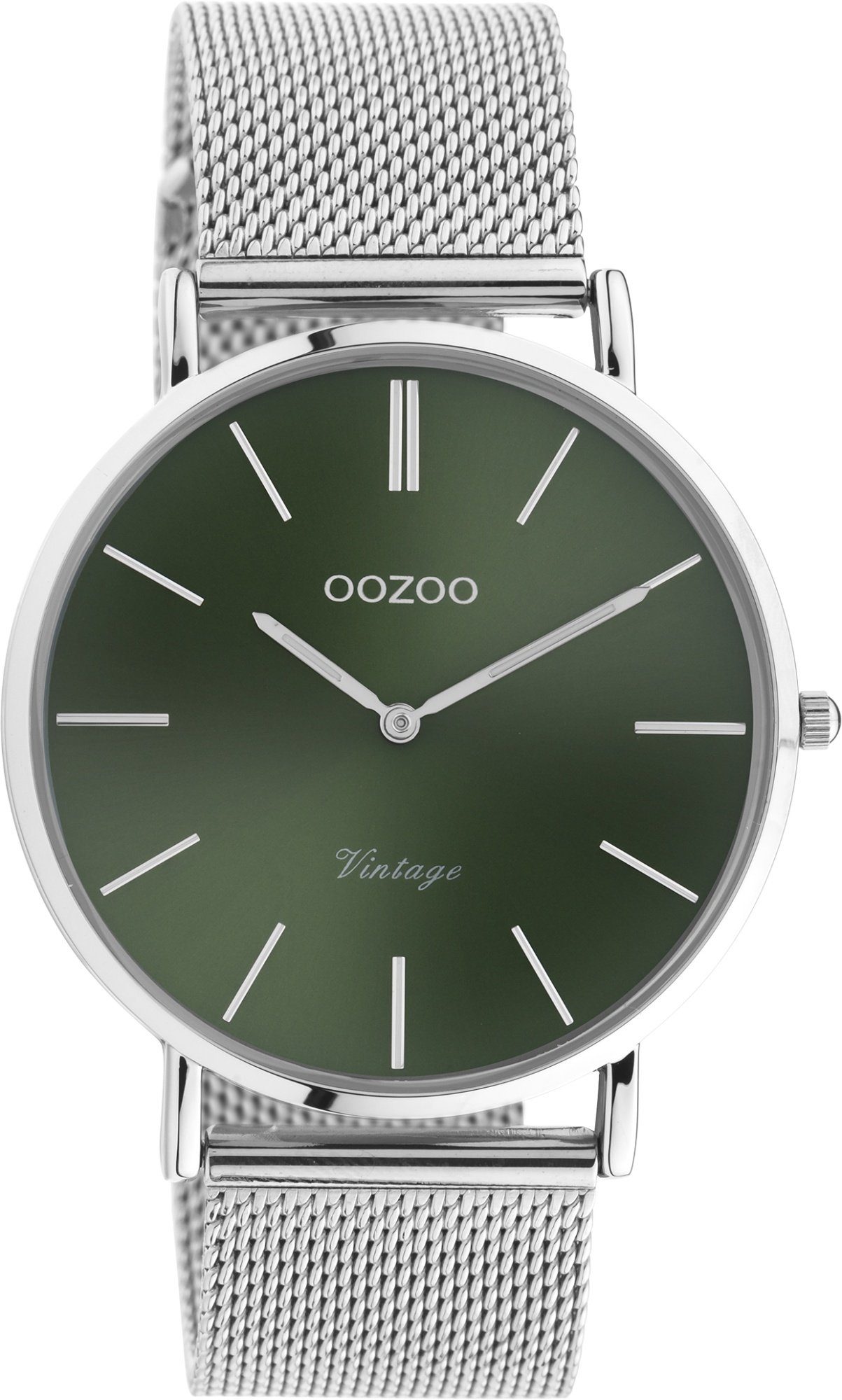 OOZOO Quarzuhr Vintage Armbanduhr C10871 Grün Milanaiseband 40 mm günstig online kaufen