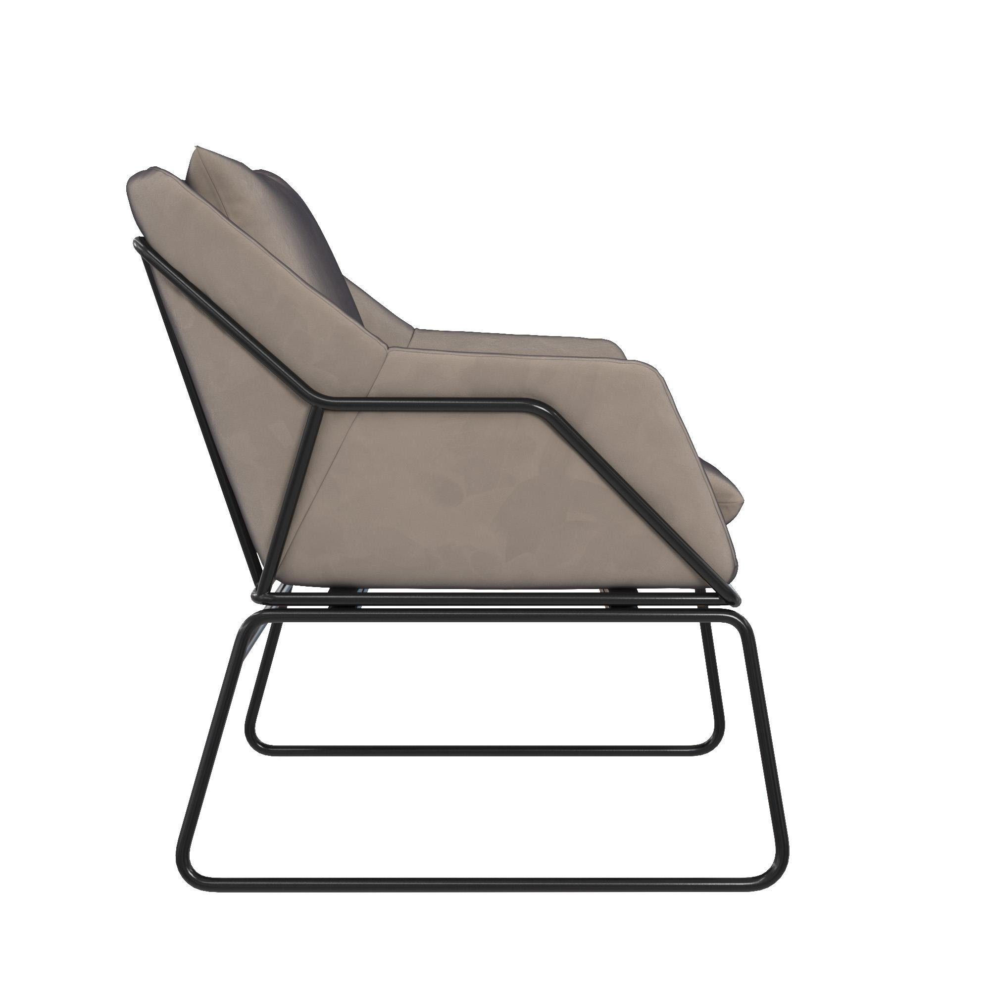 Sitzhöhe in grau ca. Sessel Samtoptik, cm Avery Metallgestell, loft24 Bezug (1-St), 45,5