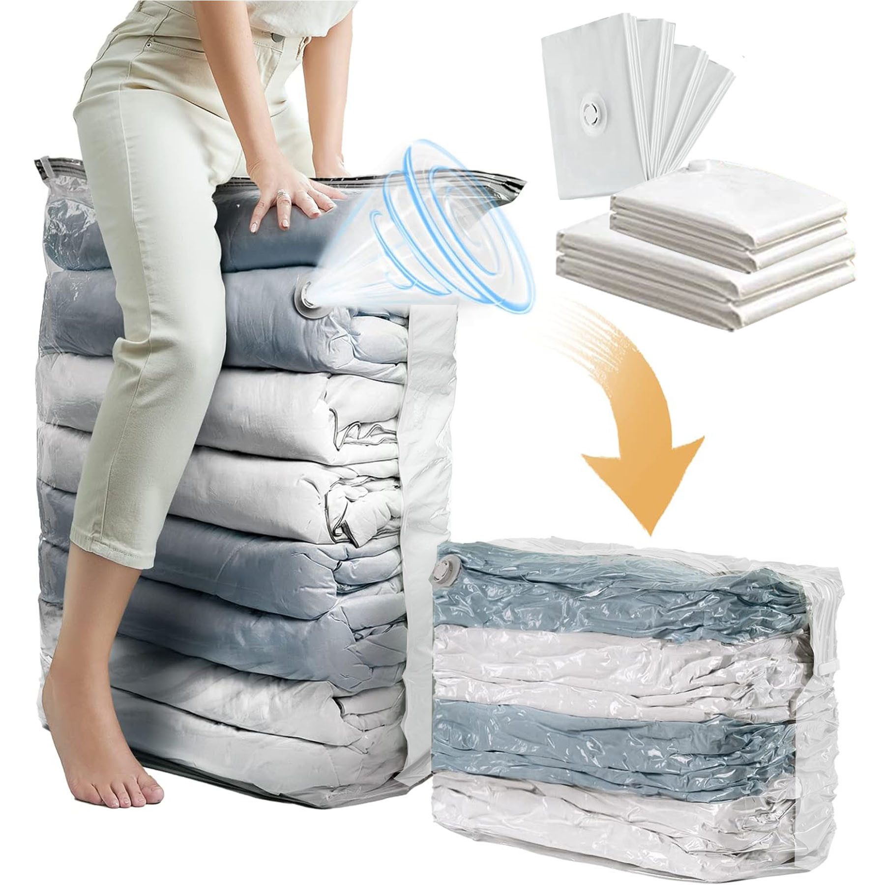 Mutig Aufbewahrungstasche 4 Pack Würfel Vakuumbeutel, (Max: 80x100x38 cm),Schrankorganisation (für Bettdecken, Decken, Bettwäsche,Platz sparen vakuum kleiderbeutel, 4 Pack Extra große vakuumbeutel Kompatibel mit Staubsauger), Wiederverwendbar und luftdicht-wasser- und feuchtigkeitsabweisend