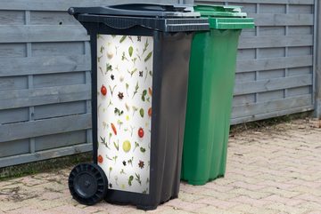 MuchoWow Wandsticker Flachgelegte Früchte, Gemüse, Gewürze und Kräuter (1 St), Mülleimer-aufkleber, Mülltonne, Sticker, Container, Abfalbehälter