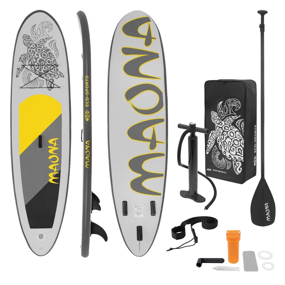 ECD Germany SUP-Board Stand Up Paddle Board aus PVC Maona Paddling Board, Stand-Up Paddle-Board, 308 cm SUP 120 kg grau aufblasbar 10 cm Drop-Stitch inkl Zubehör