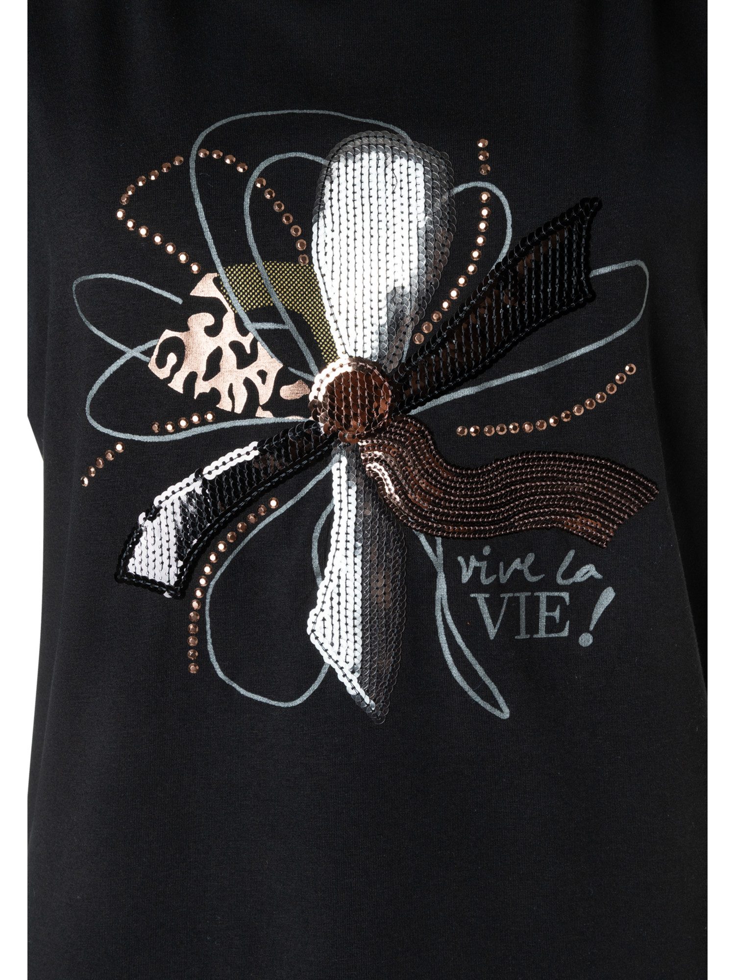 MORE&MORE Kurzarmshirt modernes Kurzarmshirt, Paillettenapplikation – Bild 3 von 3