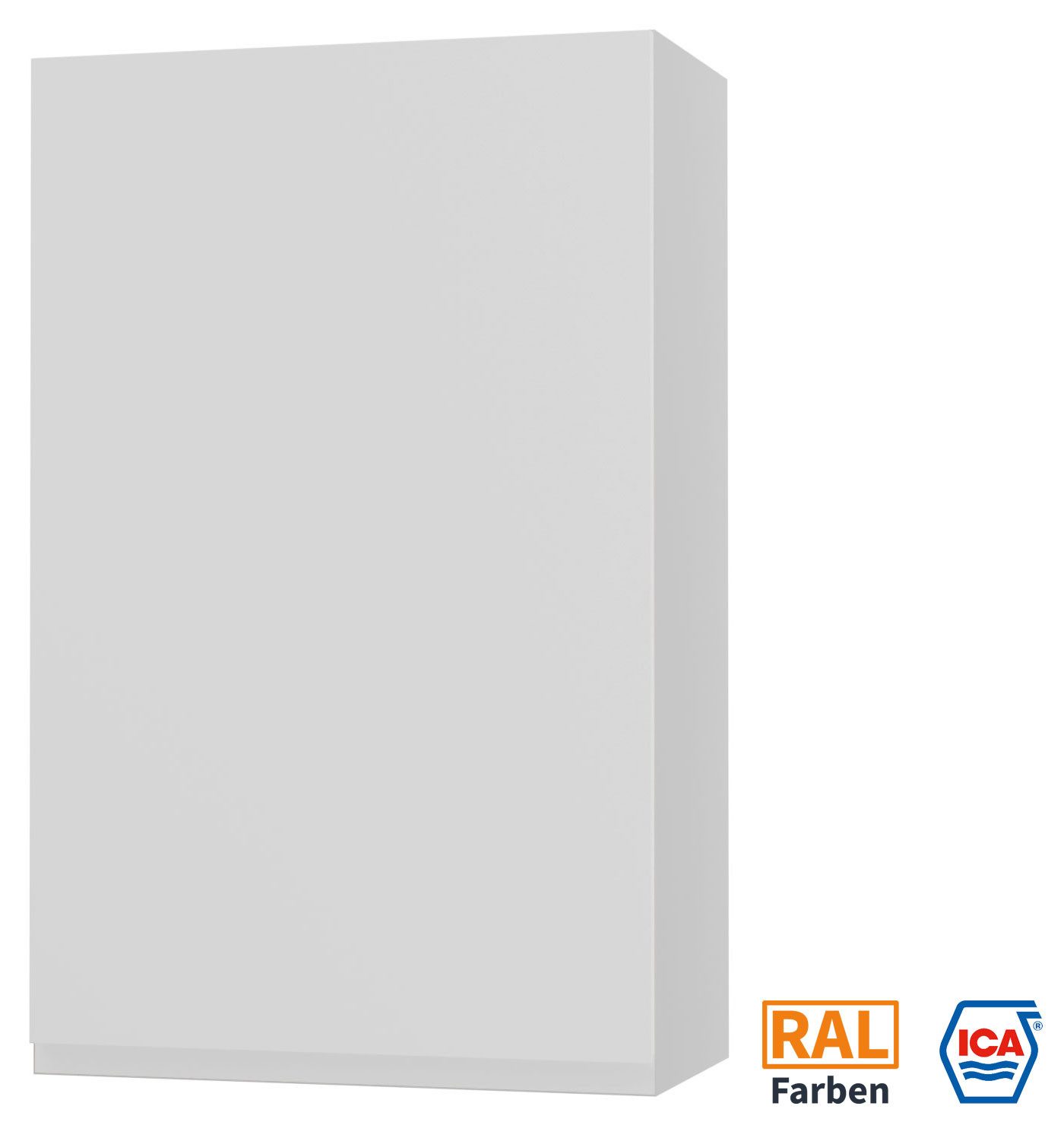 Feldmann-Wohnen Klapphängeschrank Florence (W4/60/1, 1-türig, 3 Einlegeböden, 1-St., puristische, grifflose Optik, lackierte Fronten, B/T/H 60x32,5x96cm) Weiß / RAL/ICA Wunschfarbe Türanschlag rechts