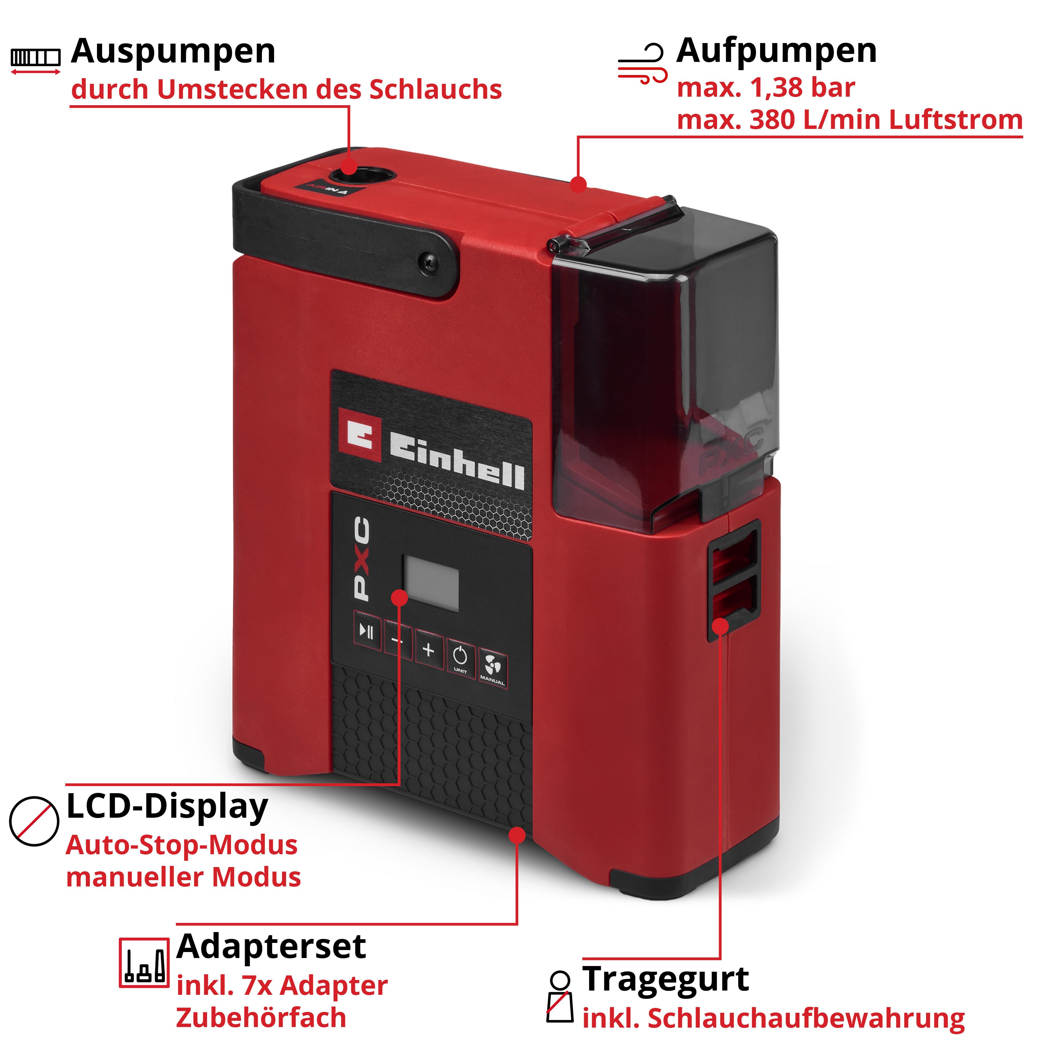 Einhell Kompressor SUPPERO 18/380, max. 1,38 bar, ohne Akku und Ladegerät