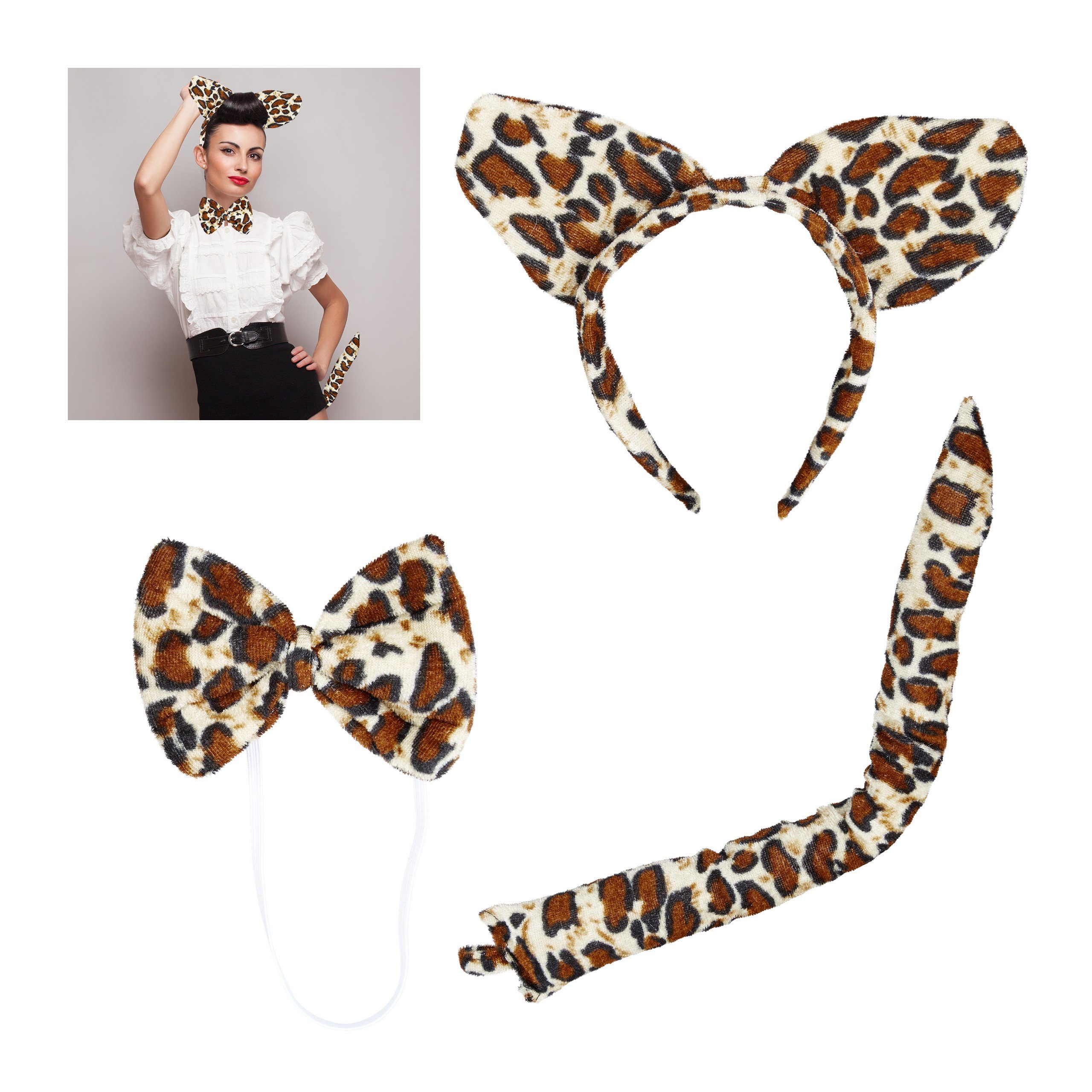 relaxdays Kostüm »Leoparden Ohren Set 3-teilig« | OTTO