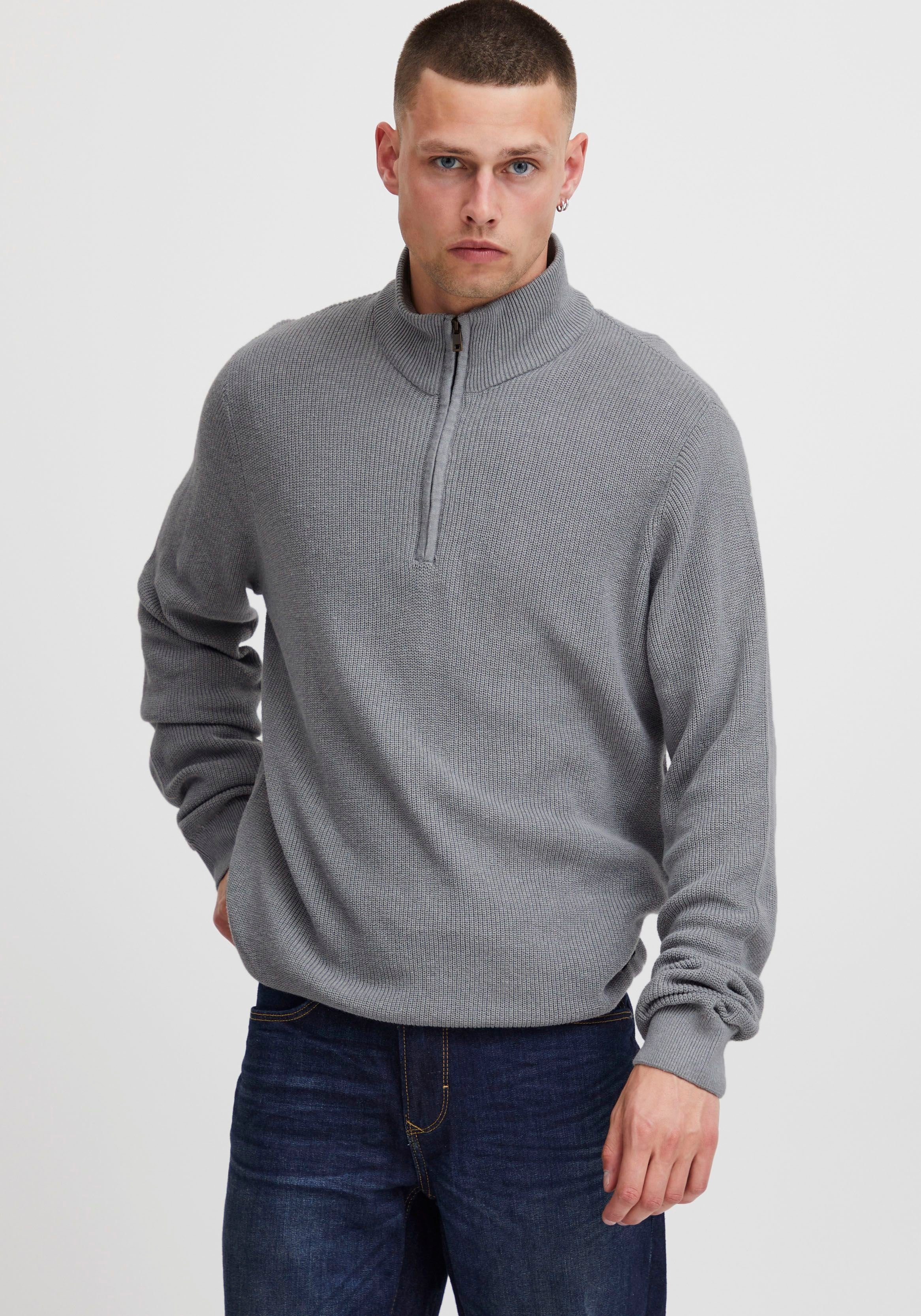 Blend BL half-zipp grau BHCodford Stehkragenpullover Pullover