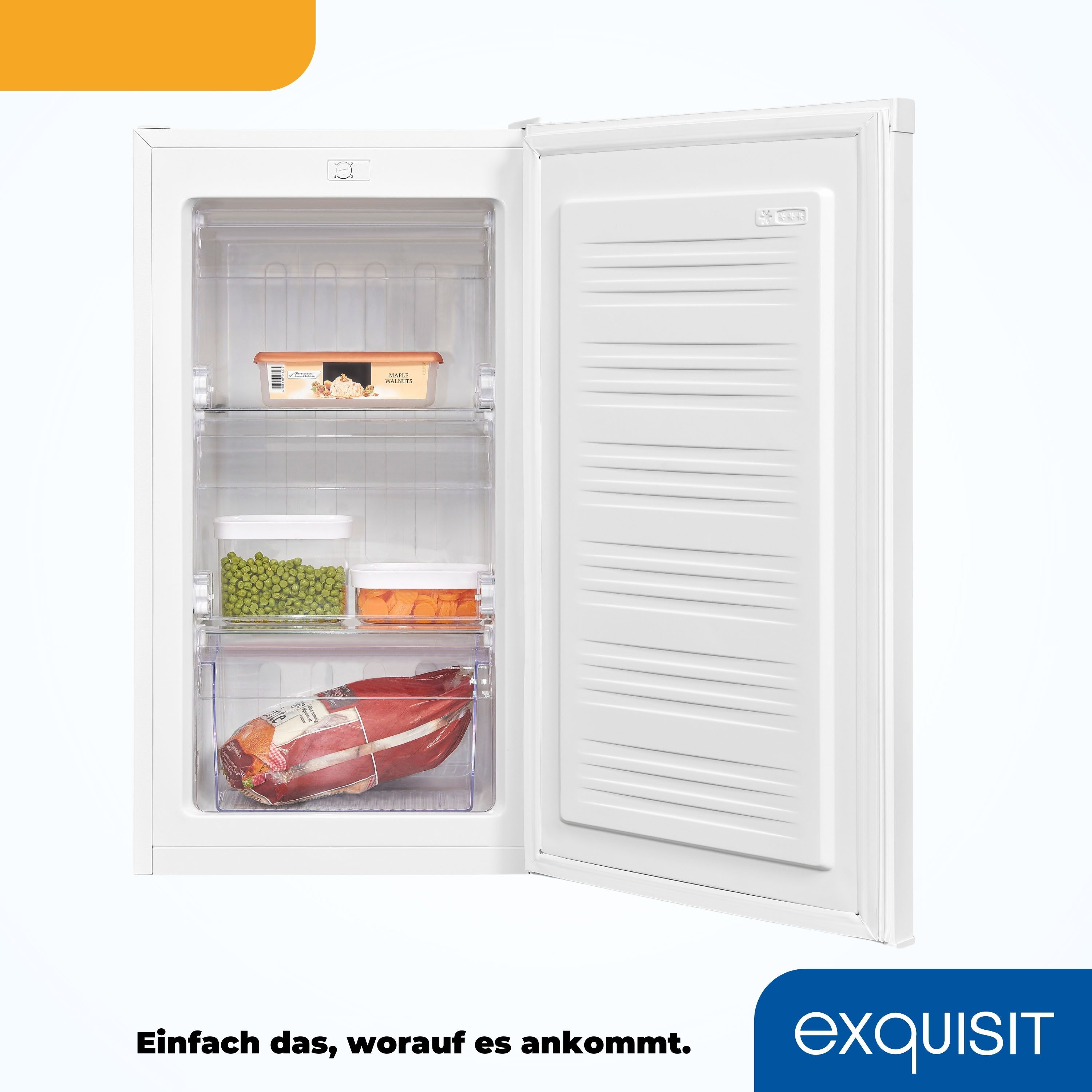 exquisit Gefrierschrank GS111-330D weiss, 82,5 cm hoch, 45,5 cm breit, 4*Gefrieren & flexible Gefrierschubladen für maximale Ordnung – Bild 4 von 5