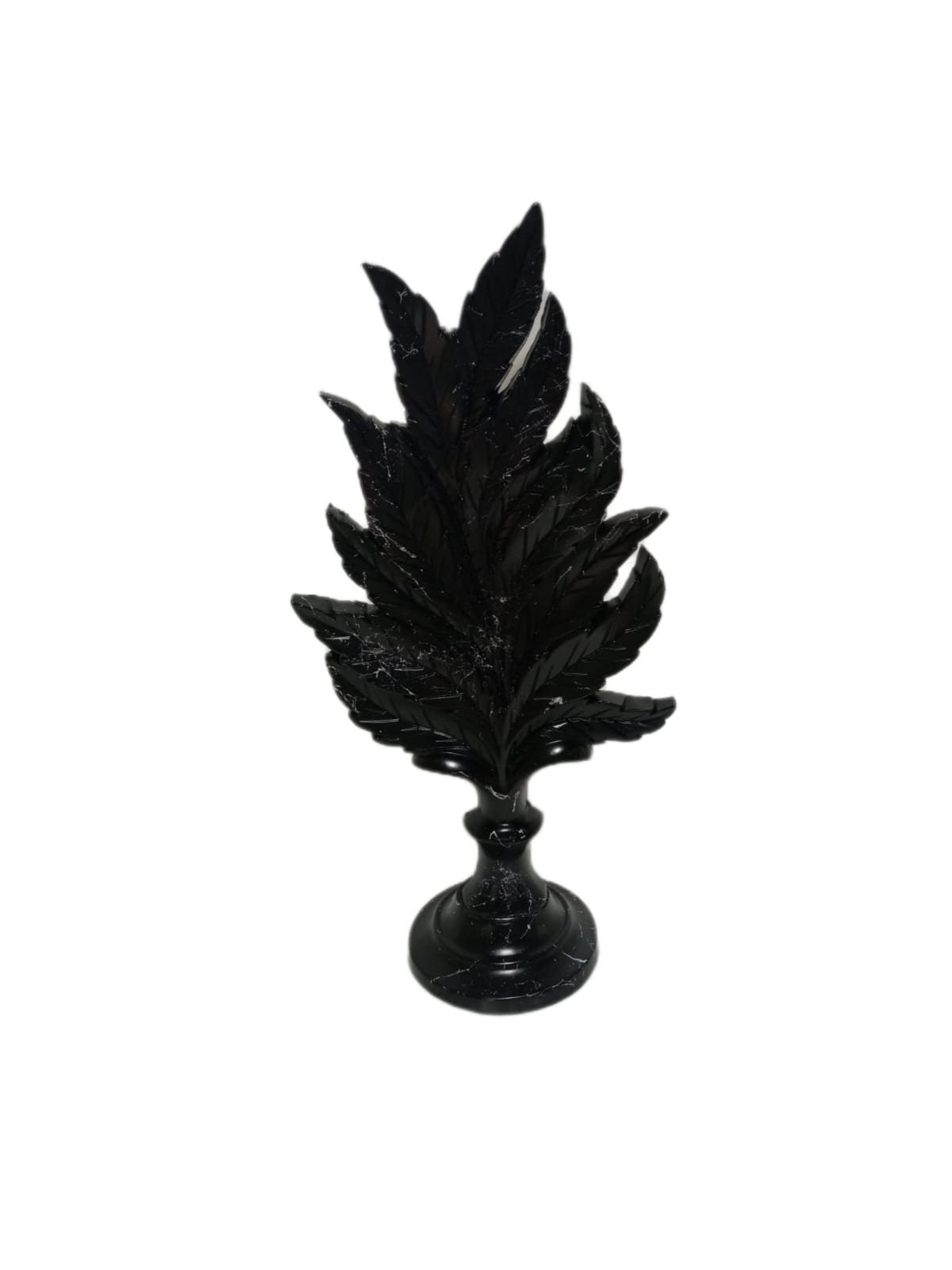 Polyresin Schwarz Stehend Dekofigur Set Skulptur Blatt moebel17 2er Marmoroptik, Dekofigur aus