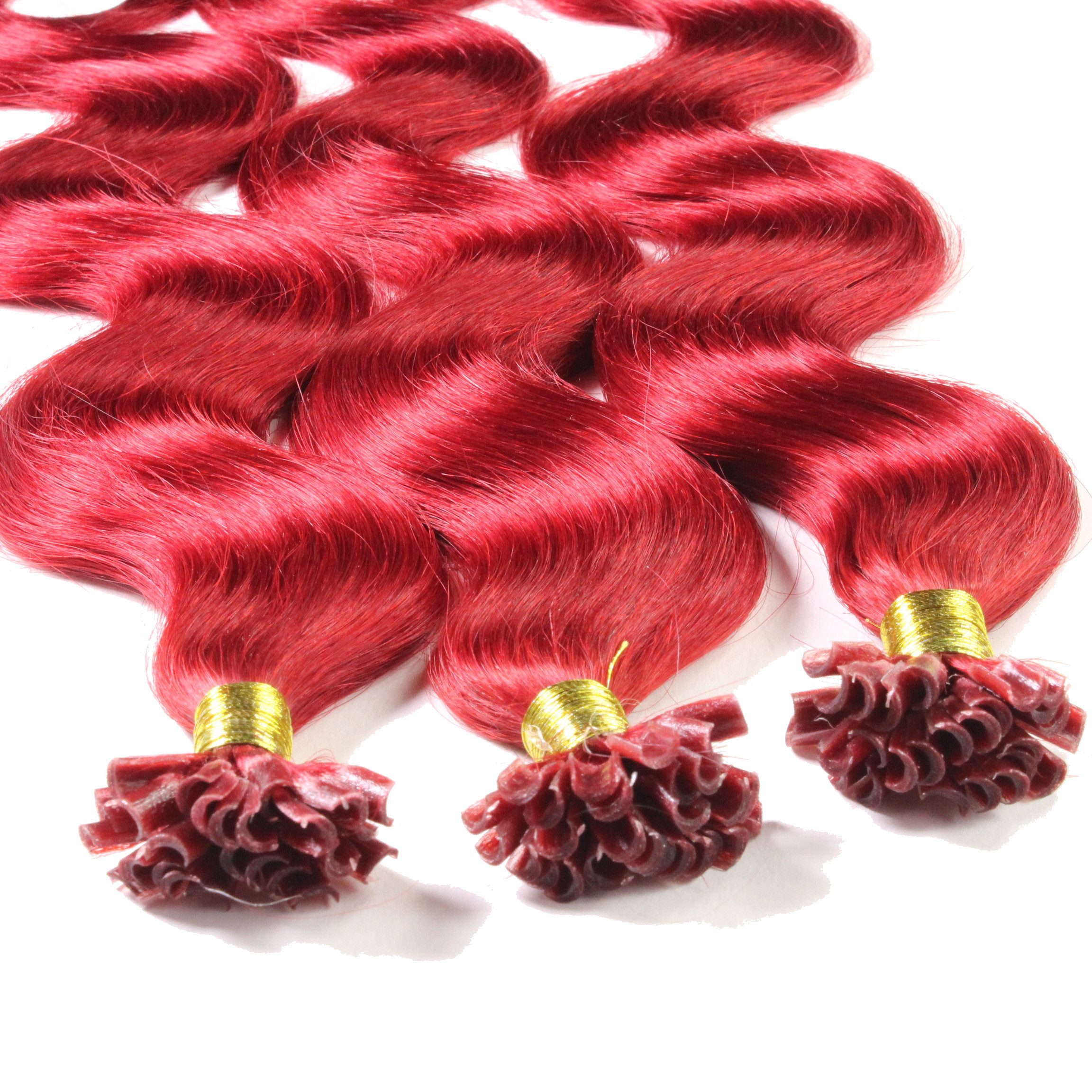 hair2heart Echthaar-Extension Bonding Extensions gewellt #0/44 Rot-Intensiv 0.5g 50cm