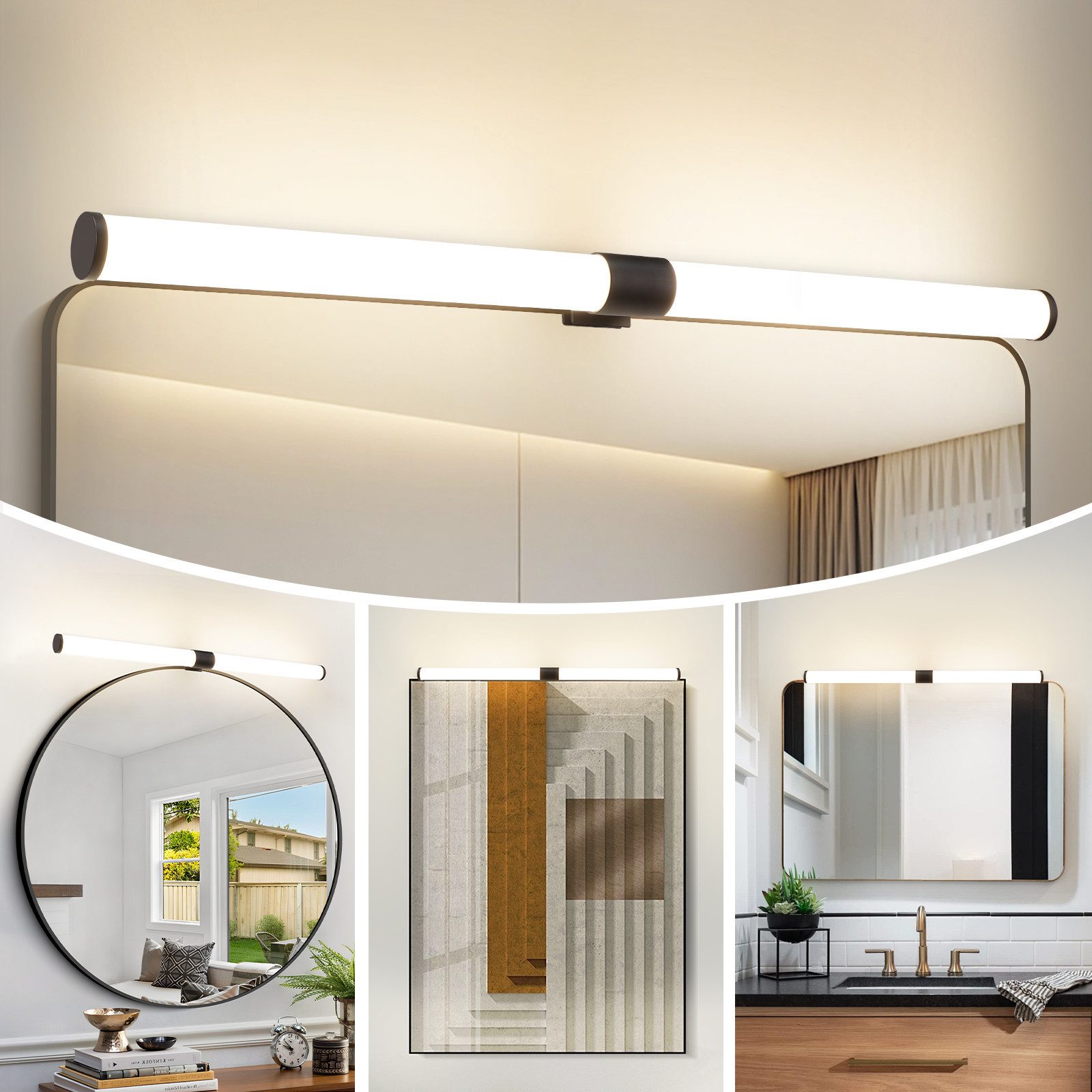 Nettlife LED Spiegelleuchte Bad Schwarz Klemmbar günstig online kaufen