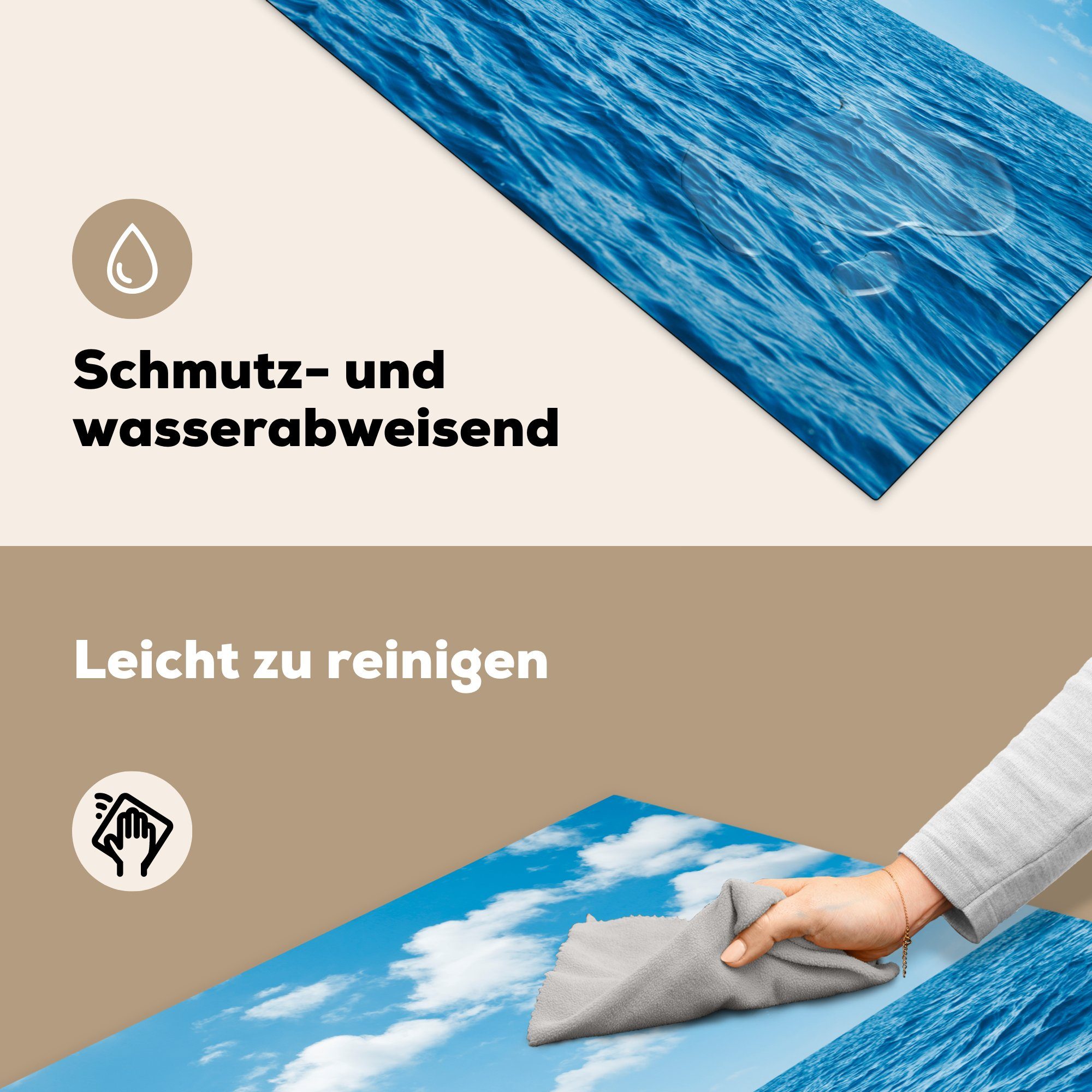 Meer Blau, tlg), Arbeitsplatte küche MuchoWow Vinyl, cm, 78x78 - Ceranfeldabdeckung, - Herdblende-/Abdeckplatte (1 für Wolken