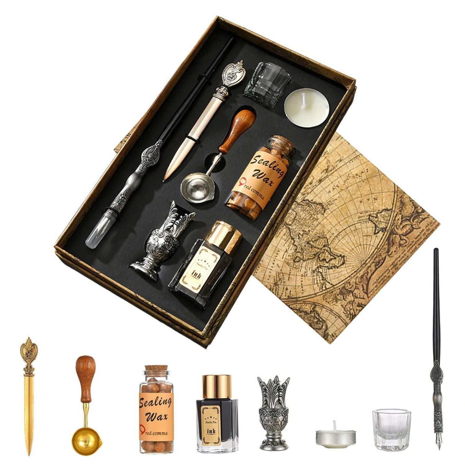 LuxusKollektion Kalligraphie-Stift Kalligraphie Set antik Holz Stift Silber