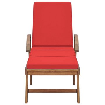 vidaXL Wellnessliege Sonnenliege mit Auflage Massivholz Teak Rot Gartenliege Holz