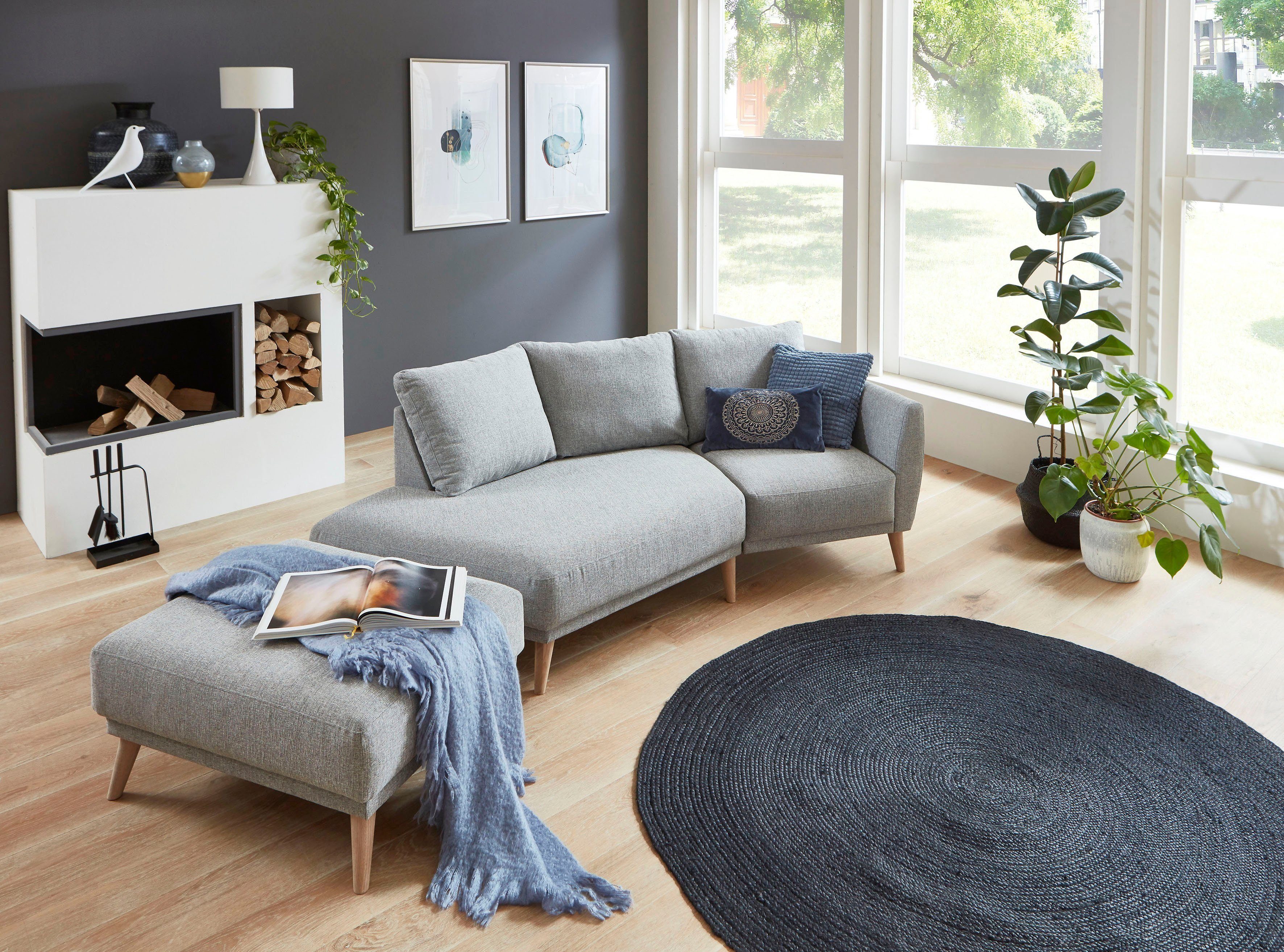 collection Stil, 2,5-Sitzer skandinavischen mit ATLANTIC Massivholzfüße home | saltnpepper Polsterecke im SaltnPepper Elvis, offenem Ende