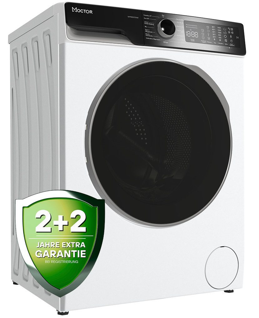 MOCTOR Waschmaschine Serie 9 WM9007AW, 7 kg, 1400 U/min, WiFi, Dampffunktion, Aquaswich, Boomeranggehäuse