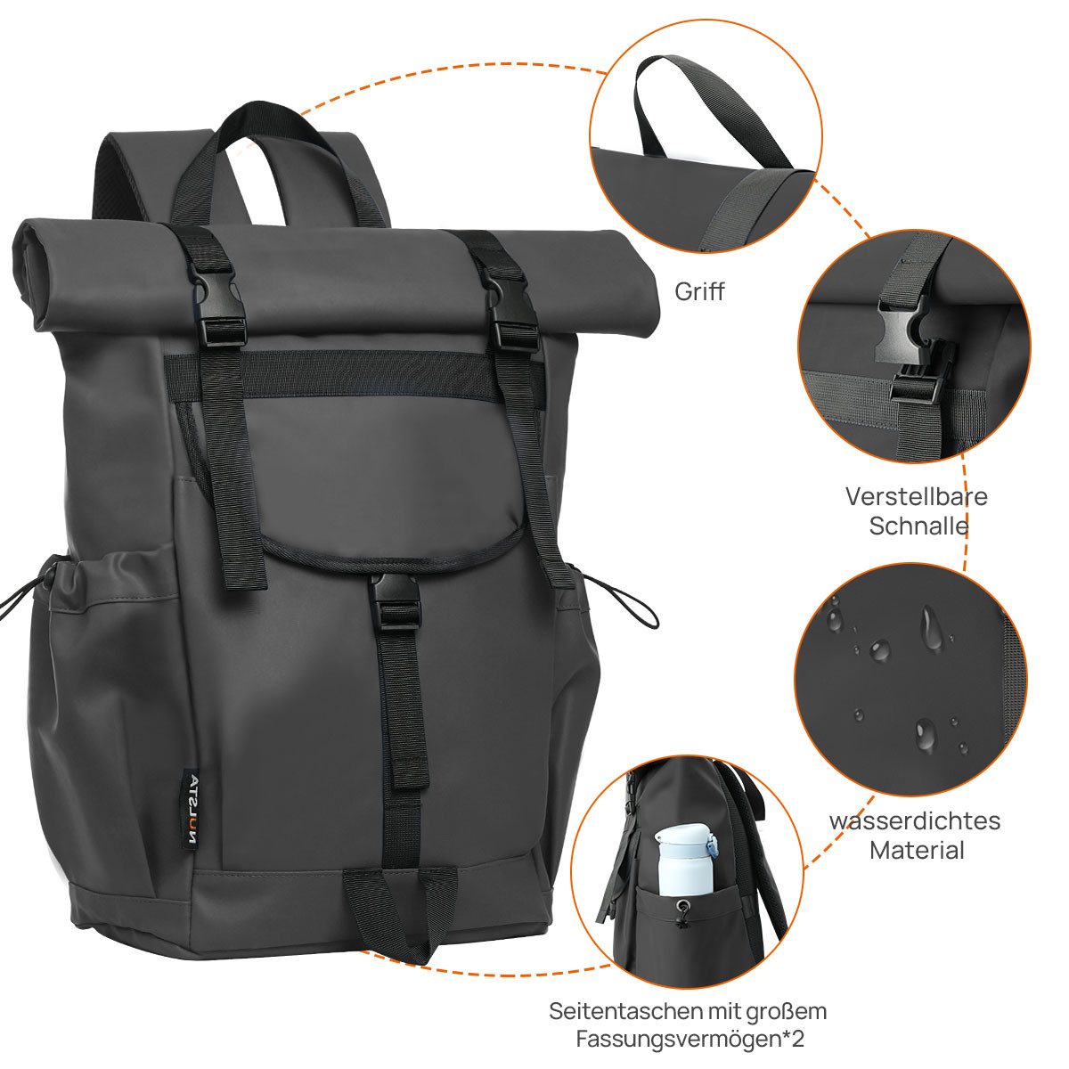 NULSTA Freizeitrucksack Rolltop Rucksack Wasserdicht Rucksack günstig online kaufen