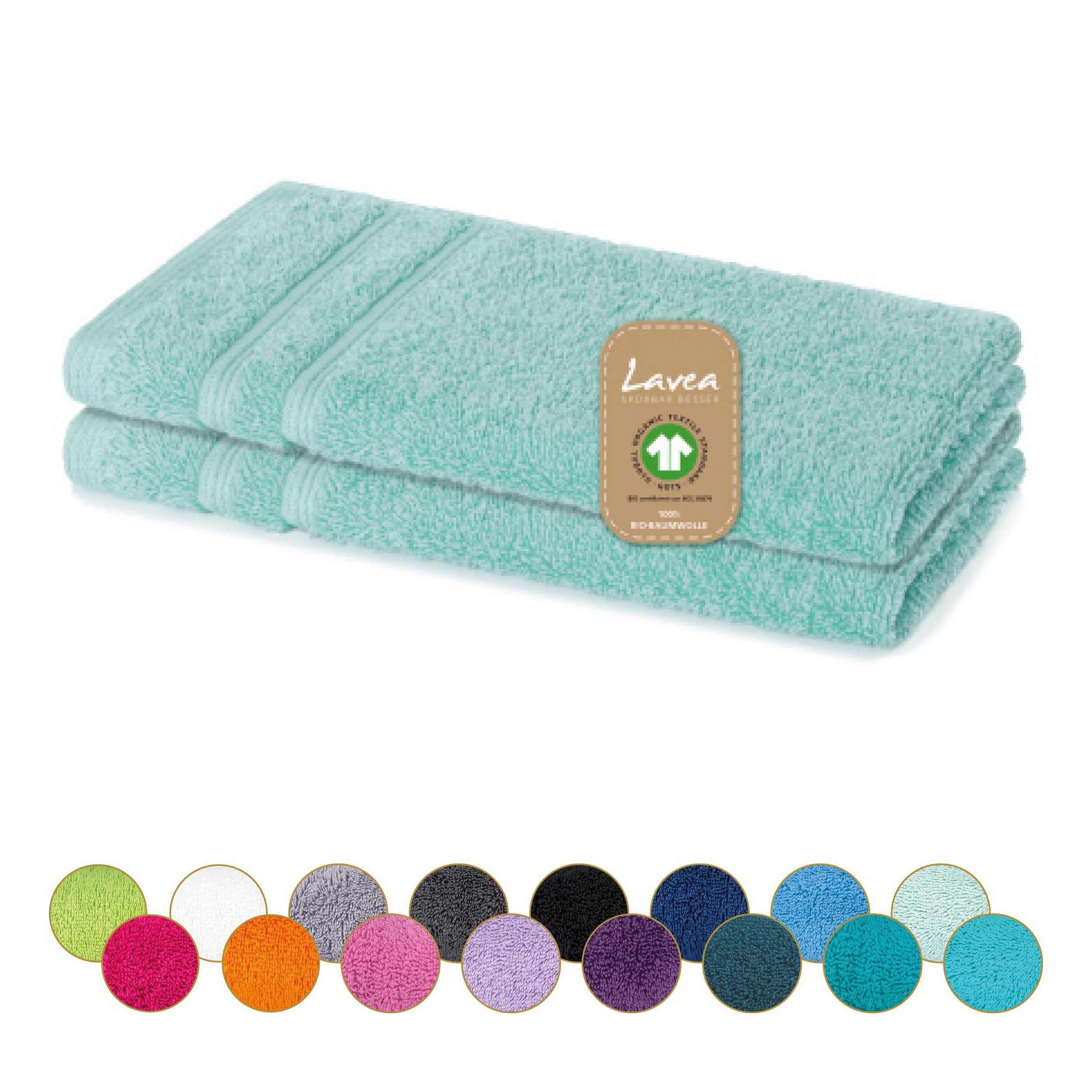 Lavea Gästehandtuch Bali Gästetücher 30x50 cm, Gästetuch, Gästehandtücher klein, Weiches Bio-Baumwollfrottee (Set, 2-St), Handtuch, Gästehandtuch-Set,