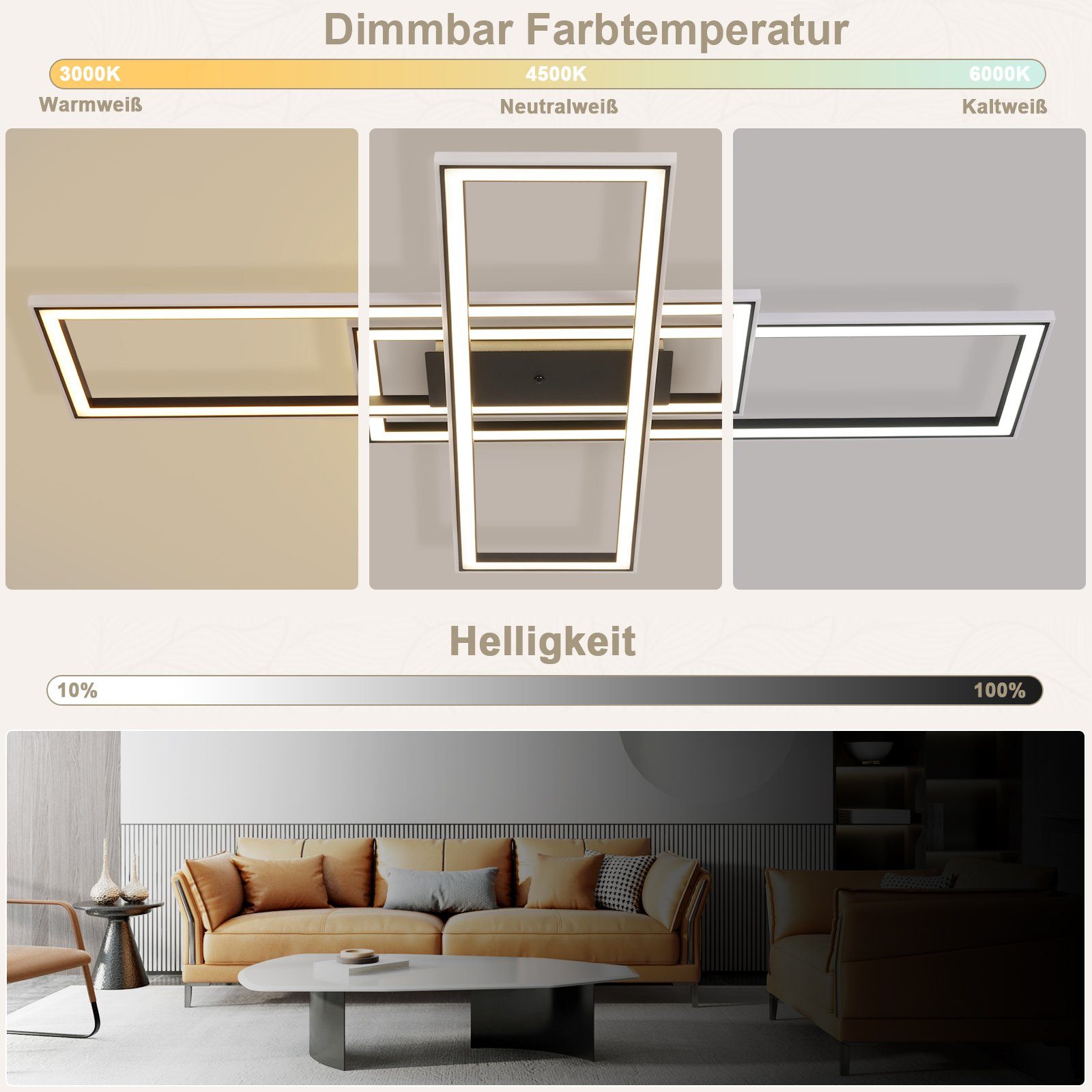 13 Deckenleuchte Fernbedienung, integriert, Modern Deckenlampe für Schlafzimmer RGB 3000-6000K, Farbwechsel Schlafzimmer ZMH LED Dimmbar RGB LED fest