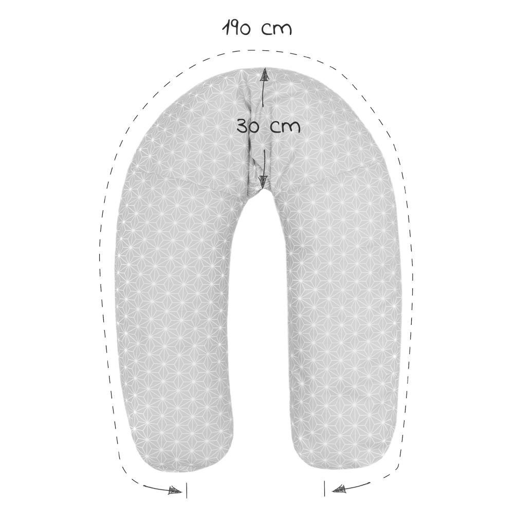 Bezug Fillikid Lagerungskissen Luxe (190 cm Cube Stillkissen Mikroperlenfüllung mit Grey, Schwangerschaftskissen inkl. - - Länge)