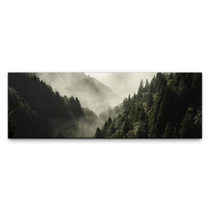 möbel-direkt.de Leinwandbild Bilder XXL Wald im Nebel Wandbild auf Leinwand