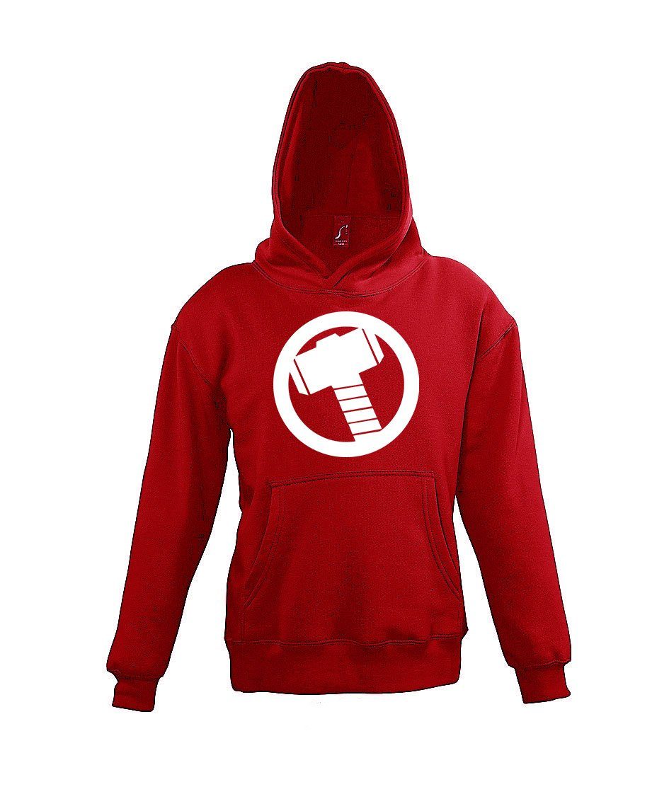 Youth Designz Kapuzenpullover Thor Hammer Kinder Hoodie Pullover mit trendigem Superhelden Motiv Rot